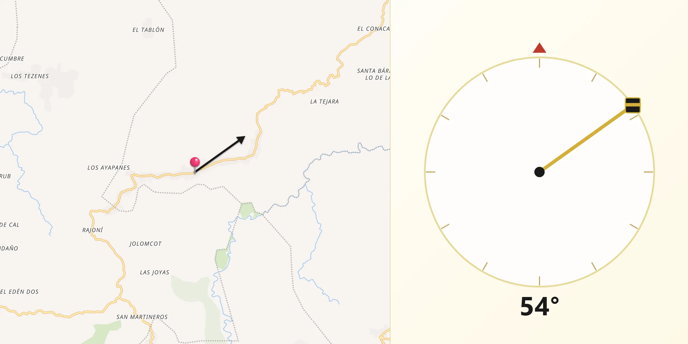 Dirección de la Qibla desde Chuarrancho