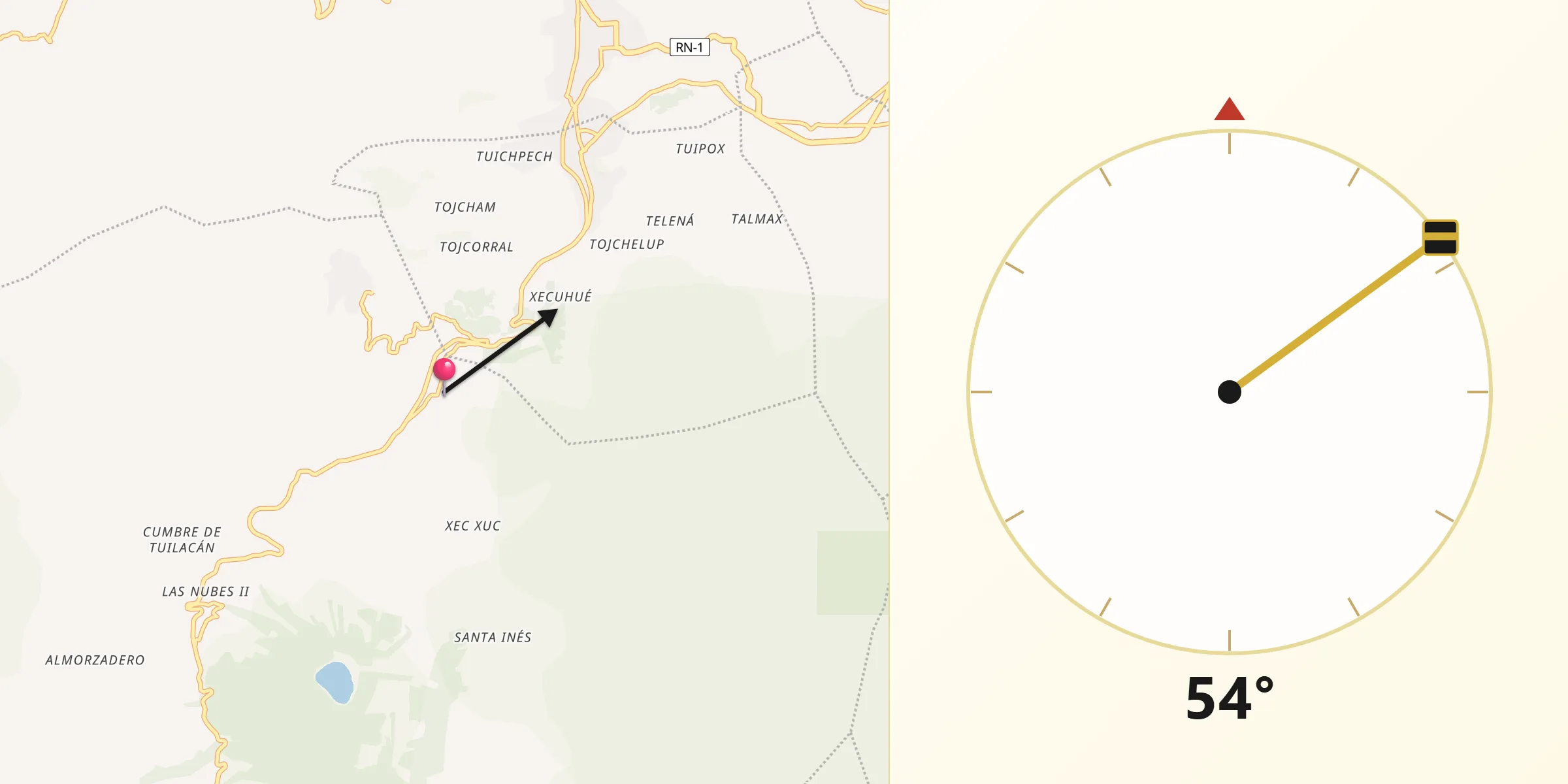Dirección de la Qibla desde San Martín Sacatepéquez