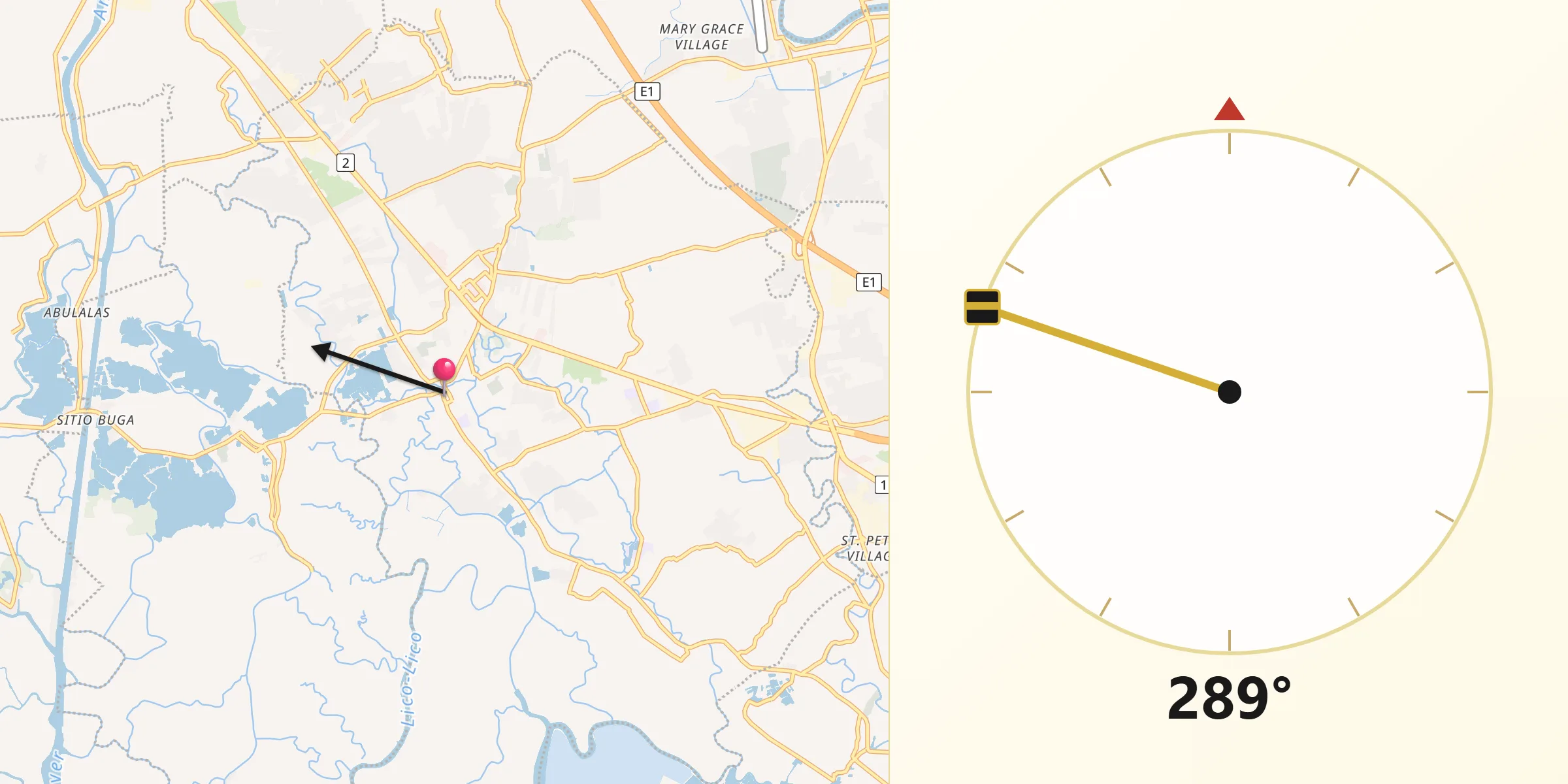 Qibla Direction from Malolos