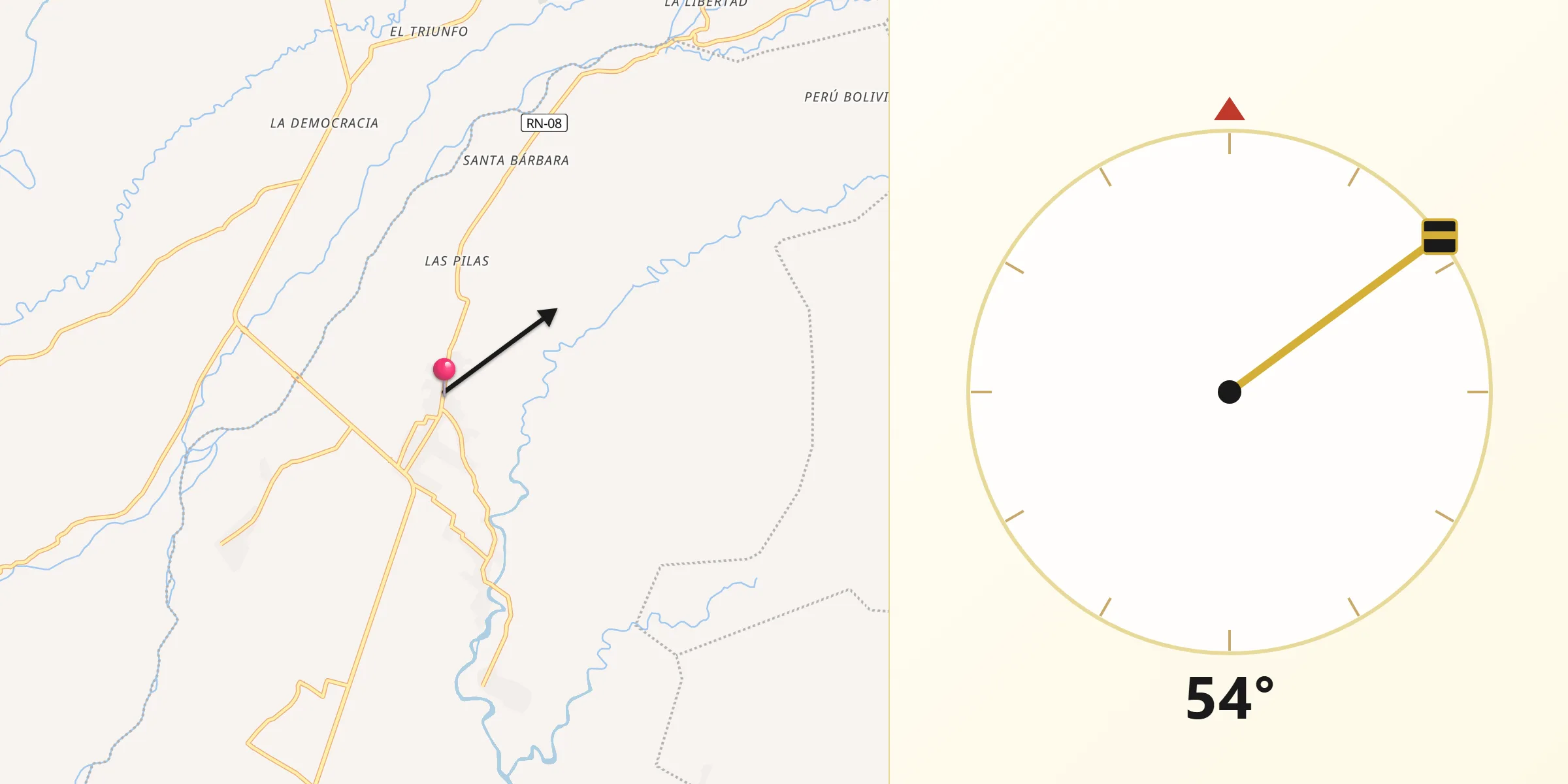 Dirección de la Qibla desde Catarina