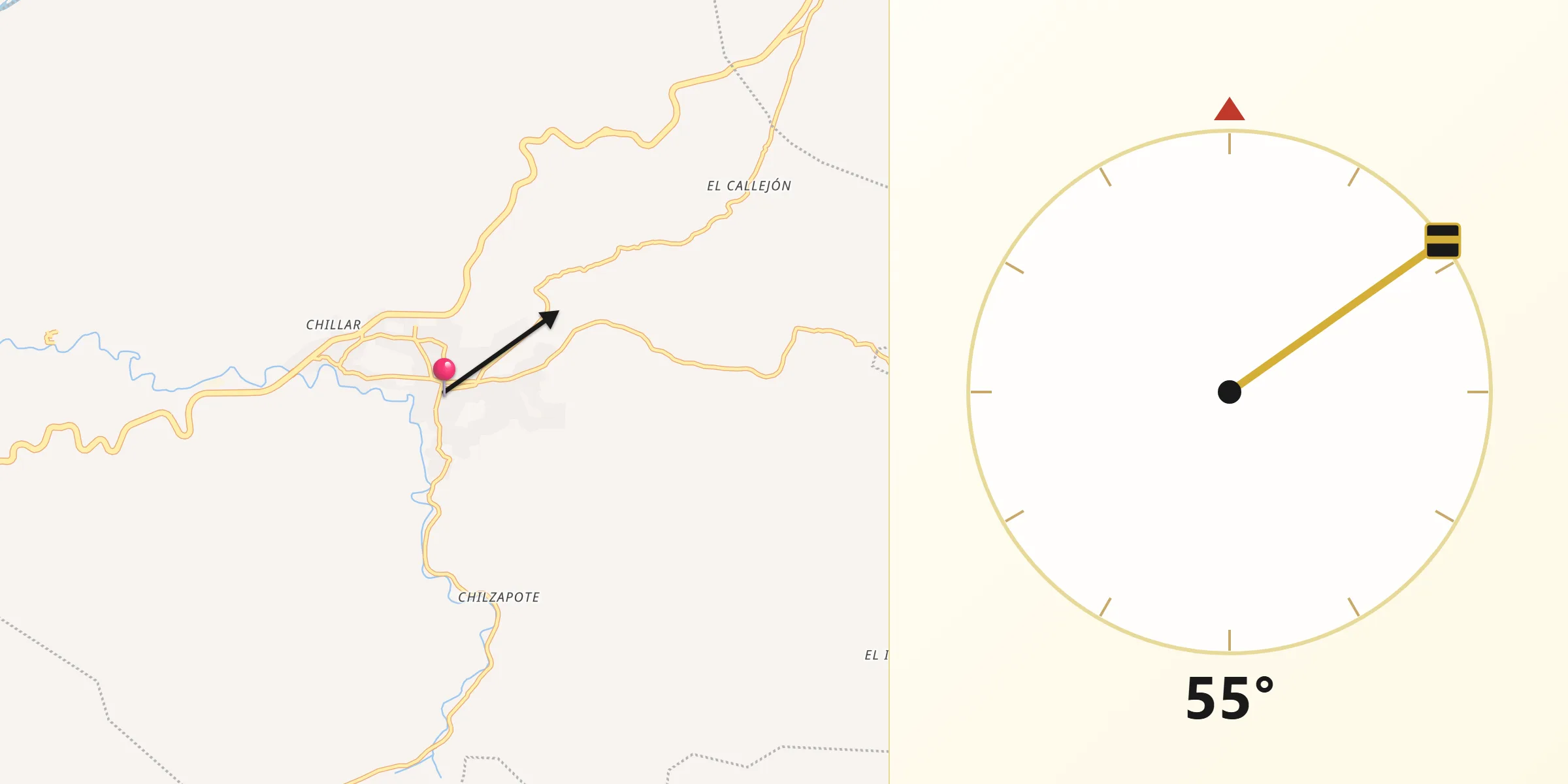 Dirección de la Qibla desde Guastatoya