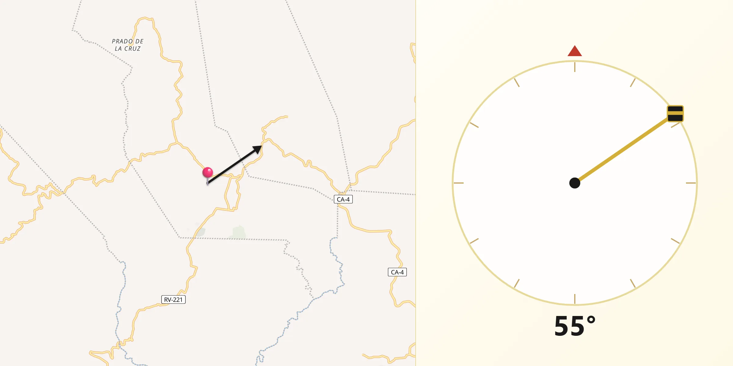 Dirección de la Qibla desde Dulce Nombre