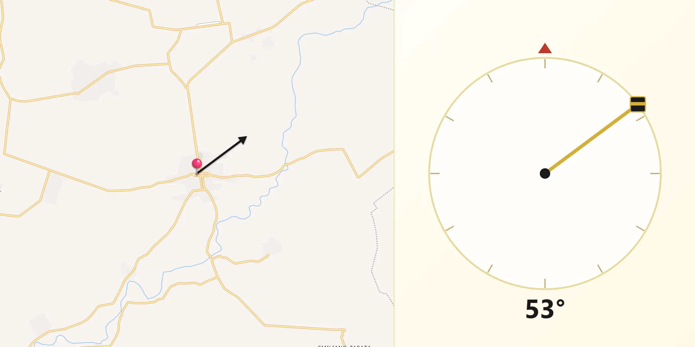 Dirección de la Qibla desde Mazatán