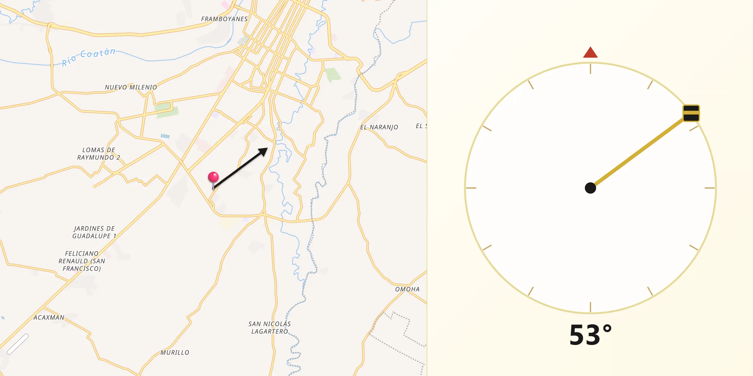 Dirección de la Qibla desde Cebadilla 1ra. Sección