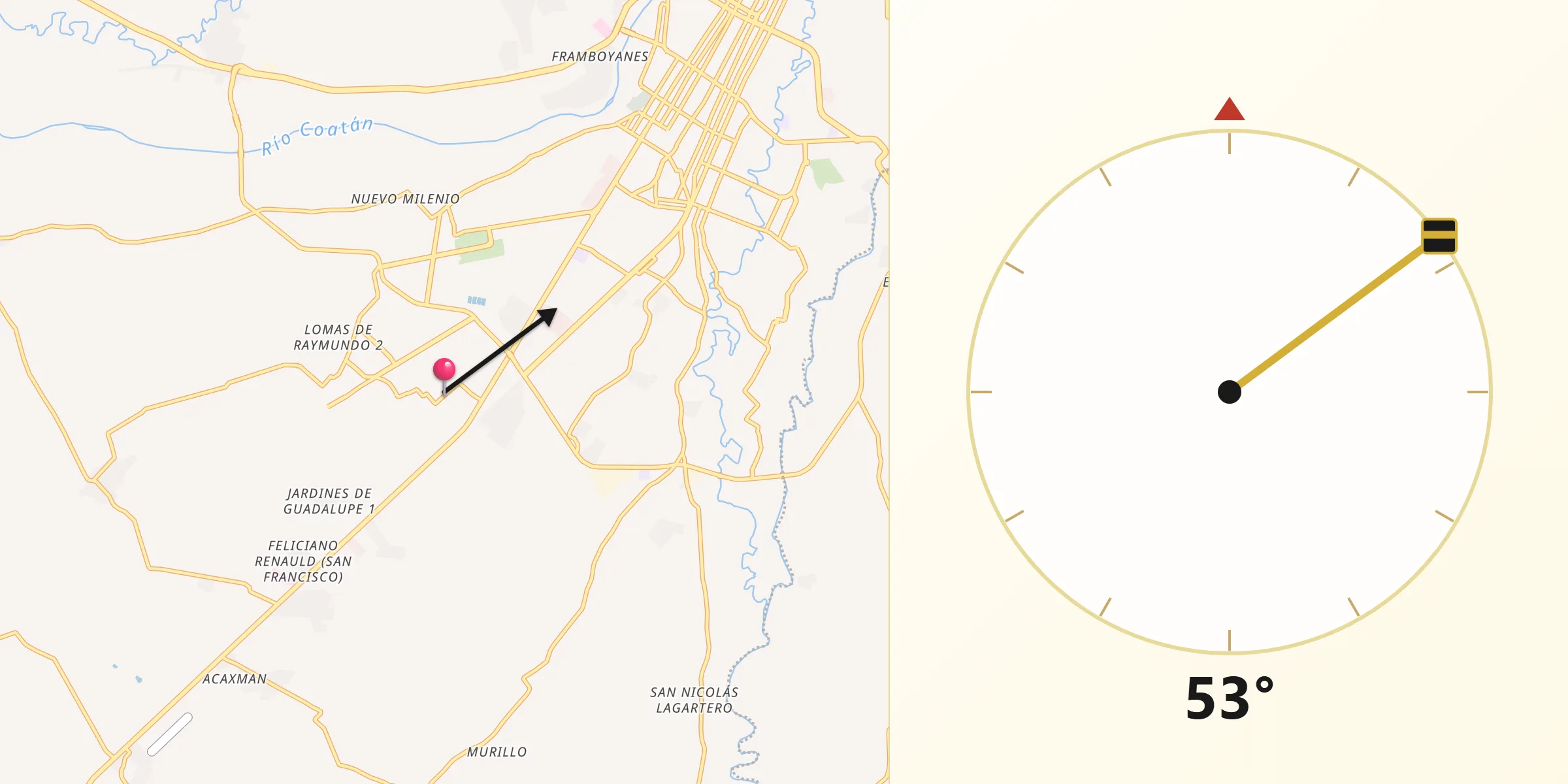 Dirección de la Qibla desde Llano de la Lima