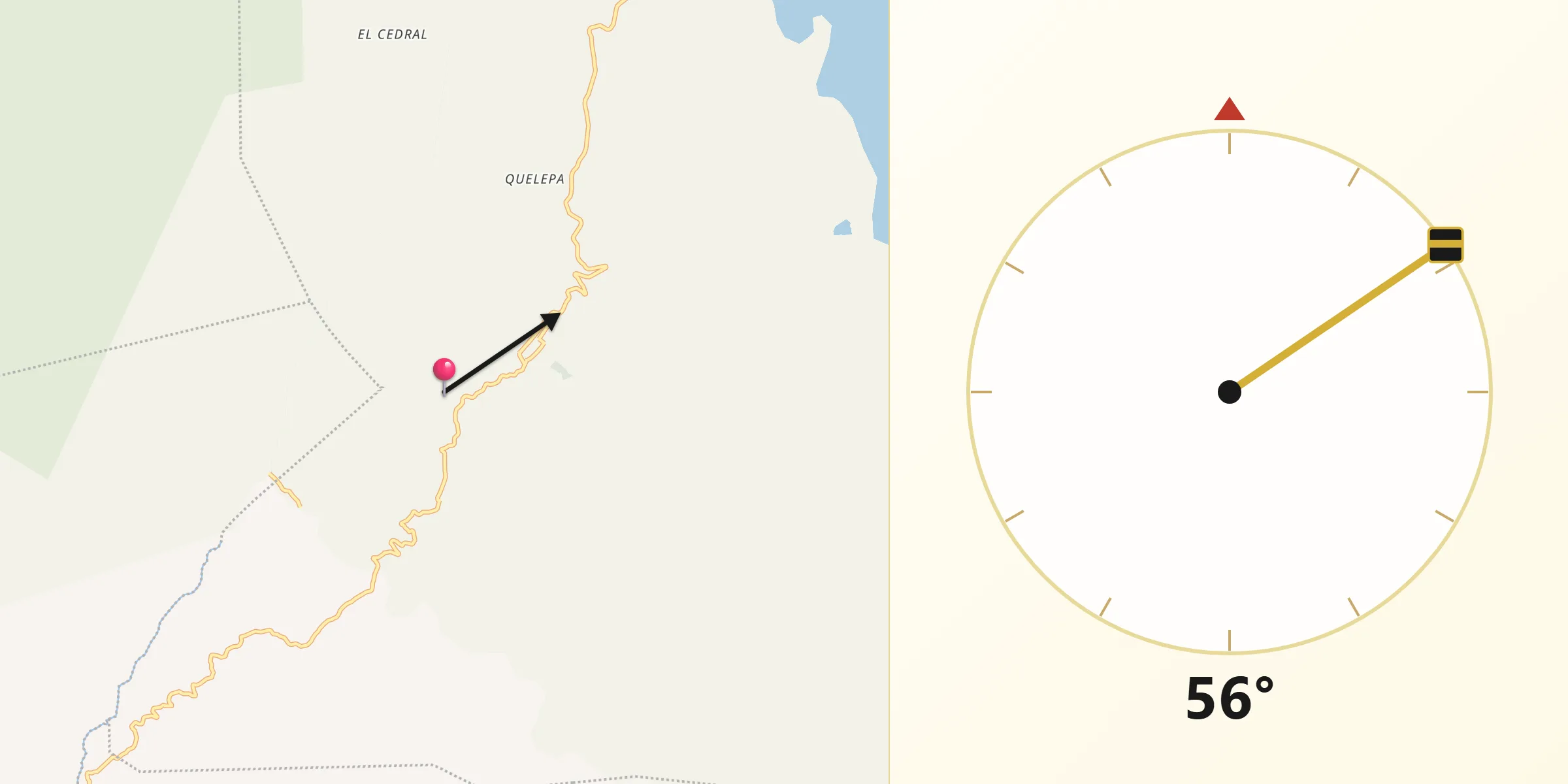 Dirección de la Qibla desde El Mochito