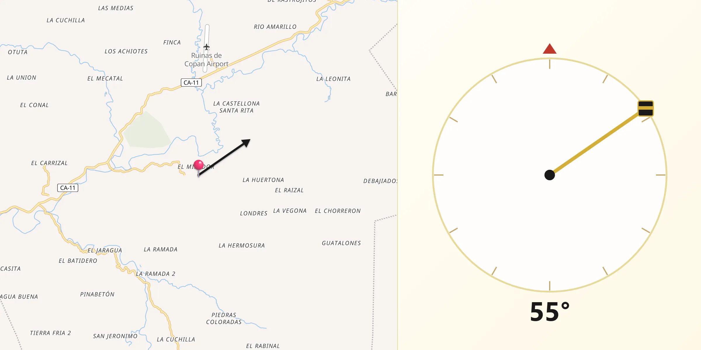 Dirección de la Qibla desde Santa Rita