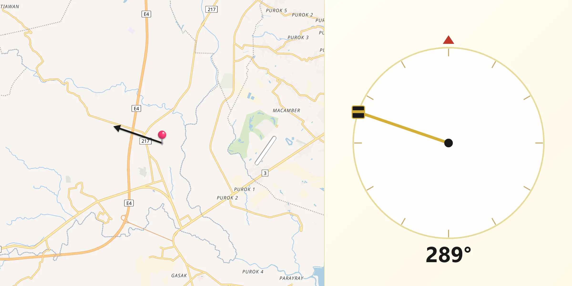 Qibla Direction from Dinalupihan