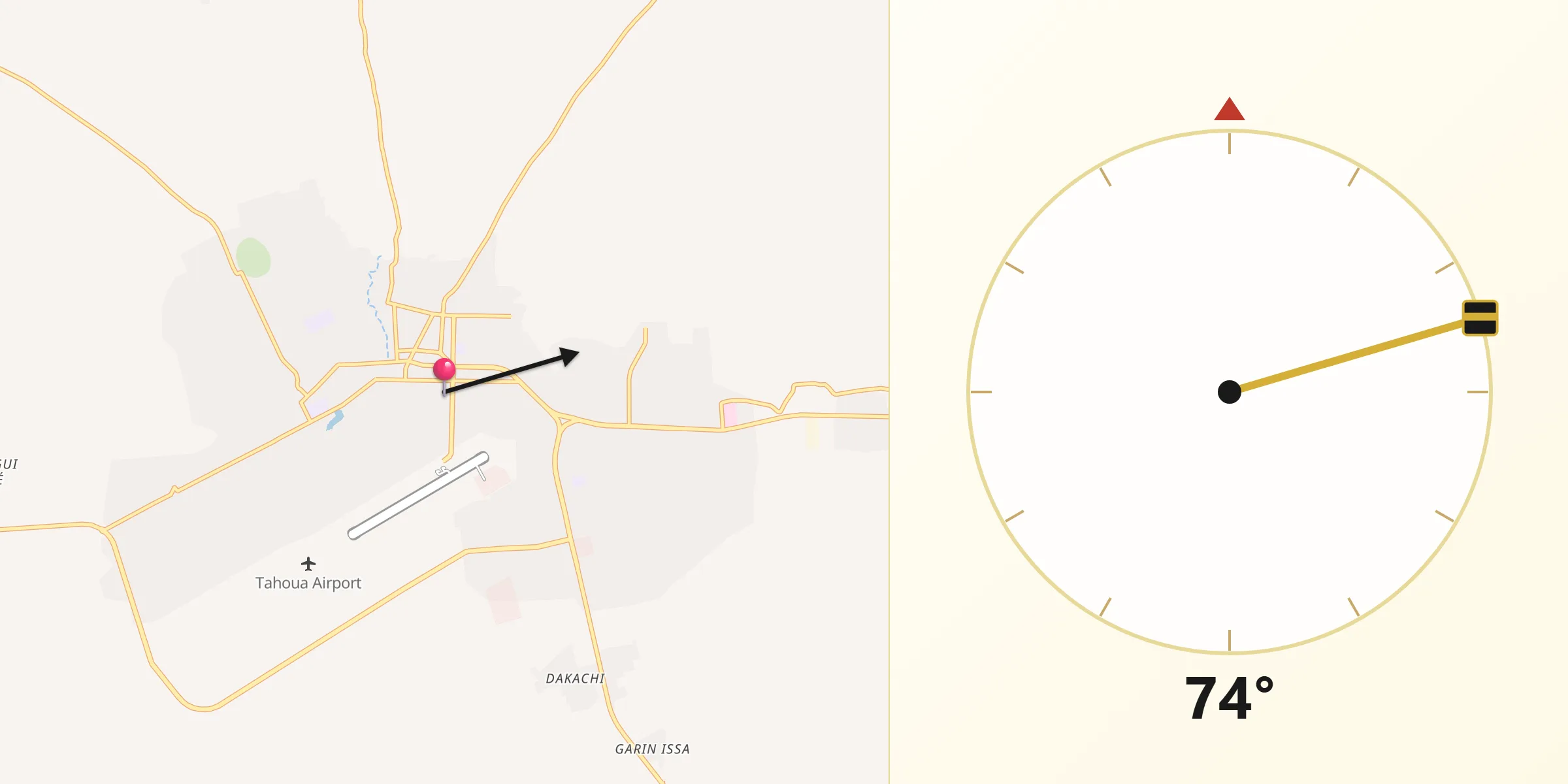 اتجاه القبلة من تاهوا