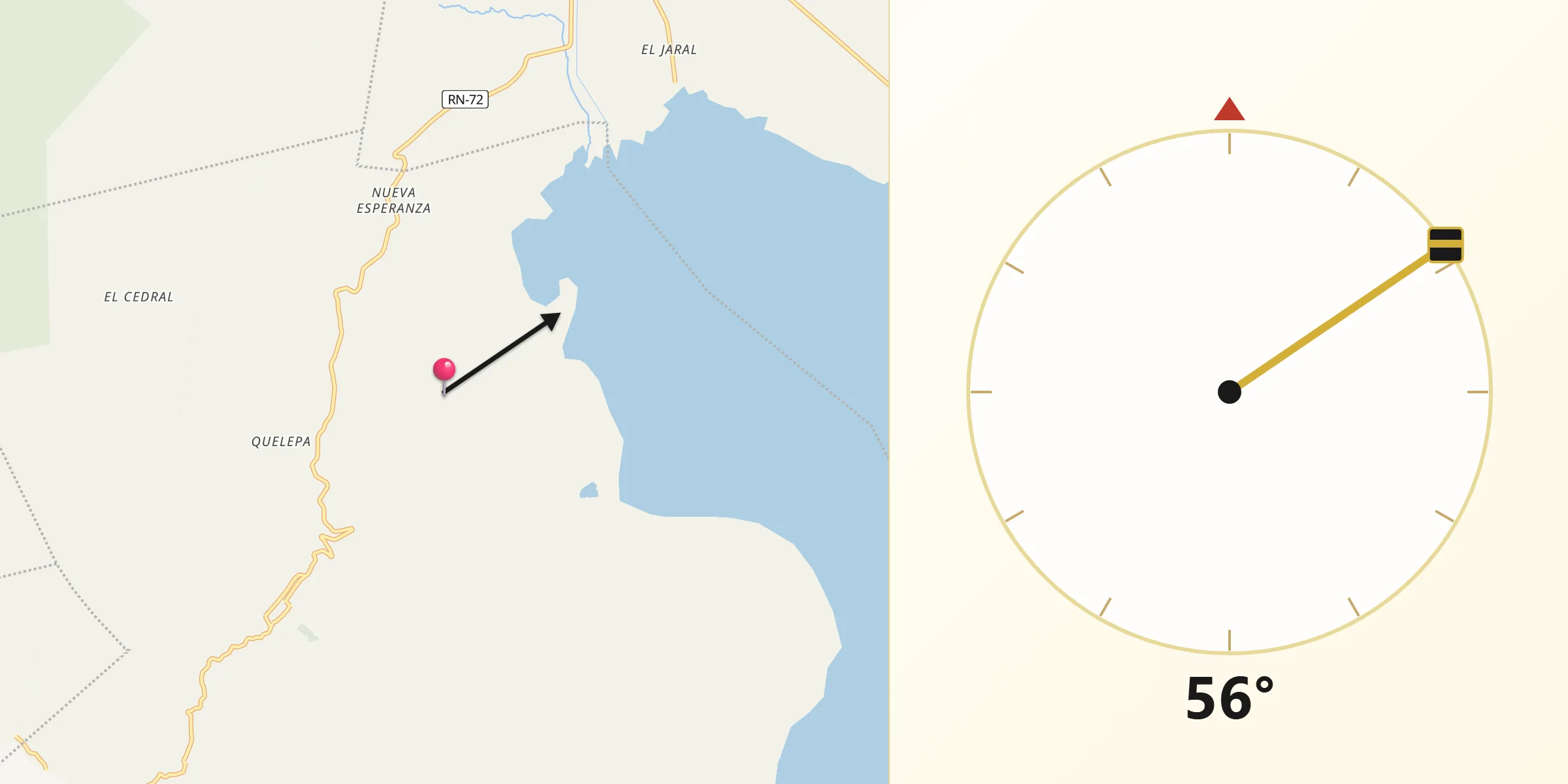 Dirección de la Qibla desde Los Naranjos