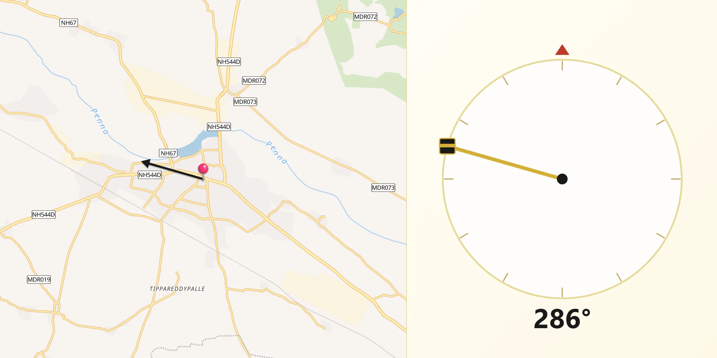 Qibla Direction from Tadpatri