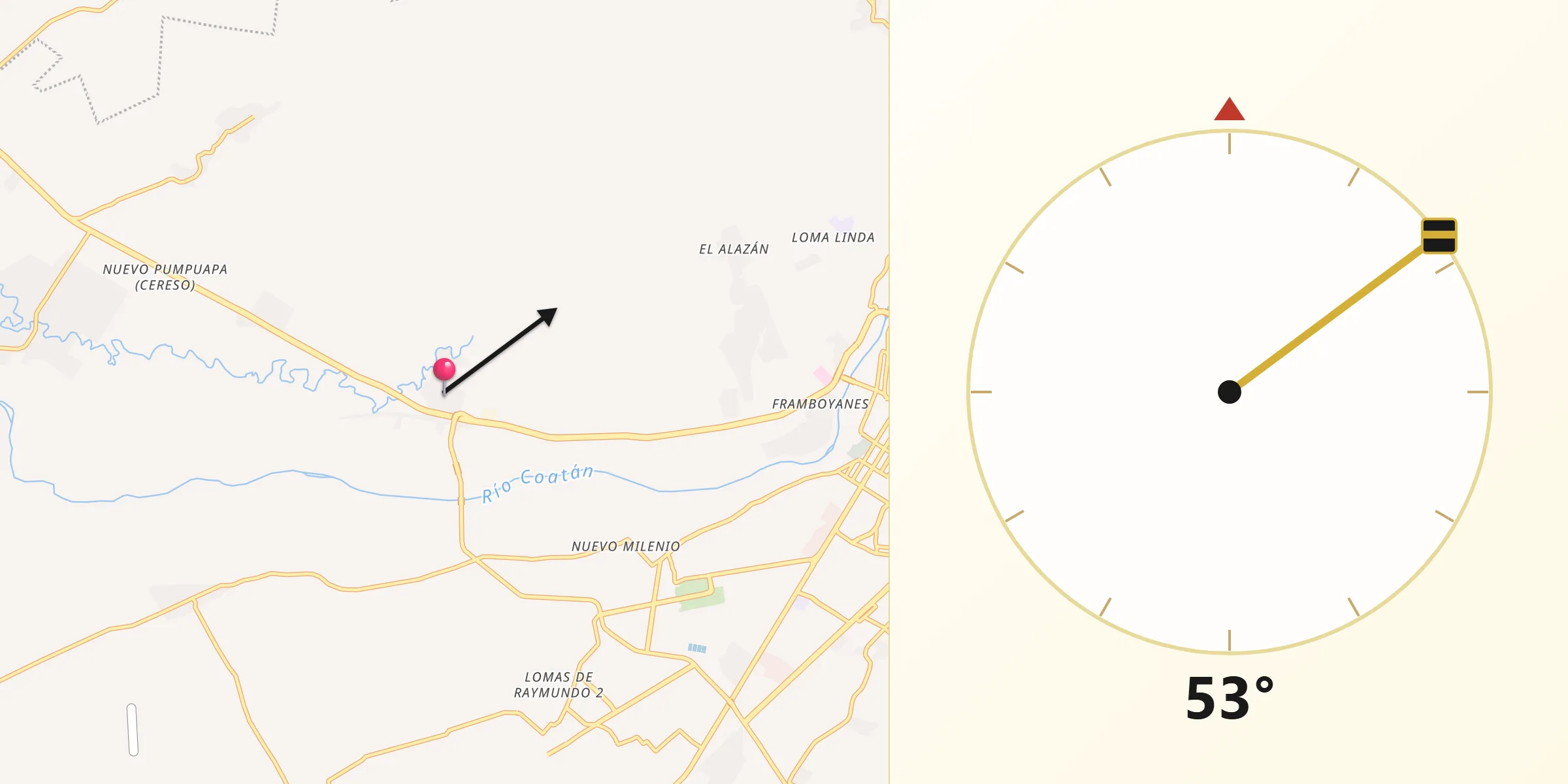 Dirección de la Qibla desde Viva México