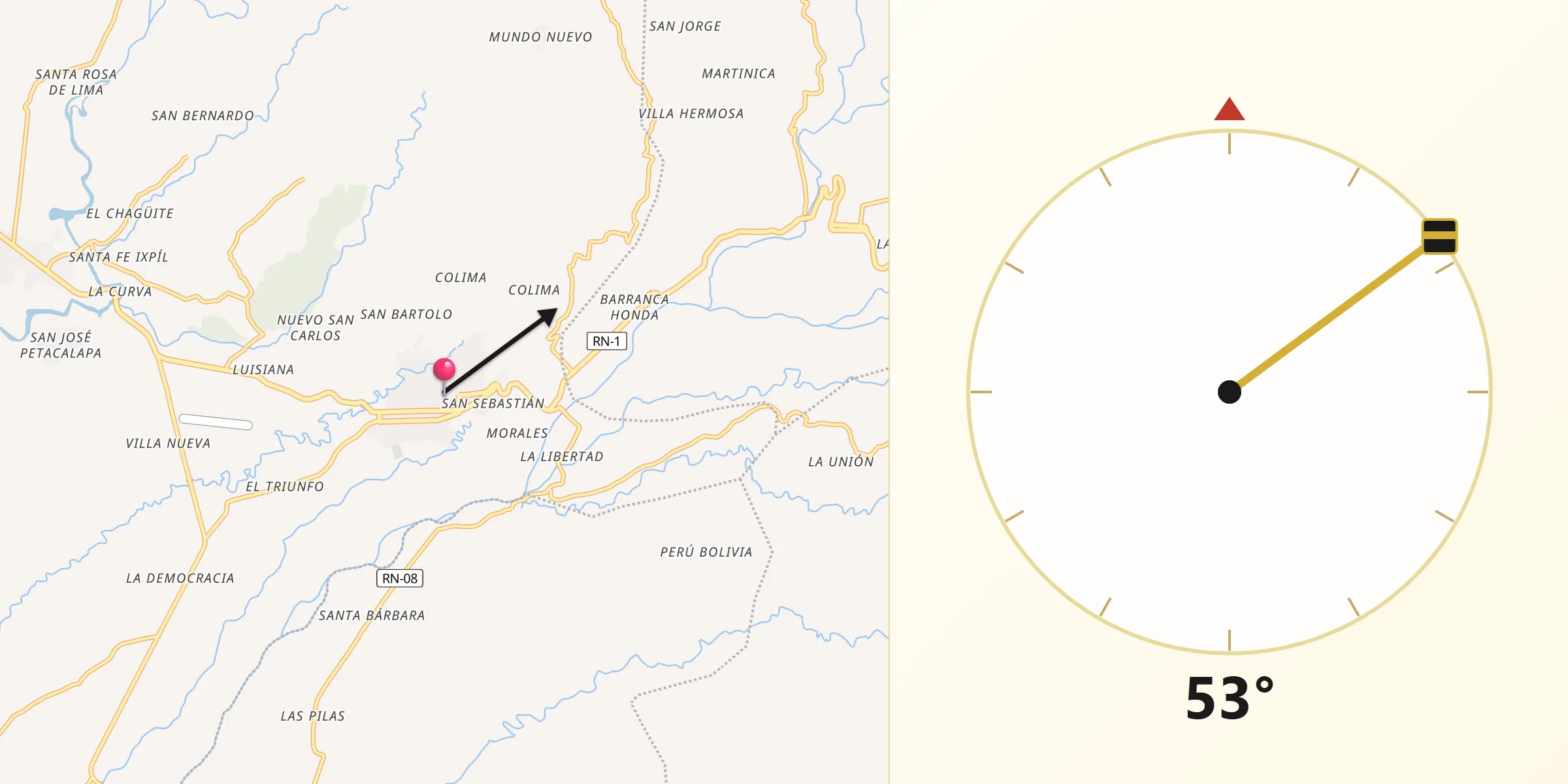 Dirección de la Qibla desde Malacatán