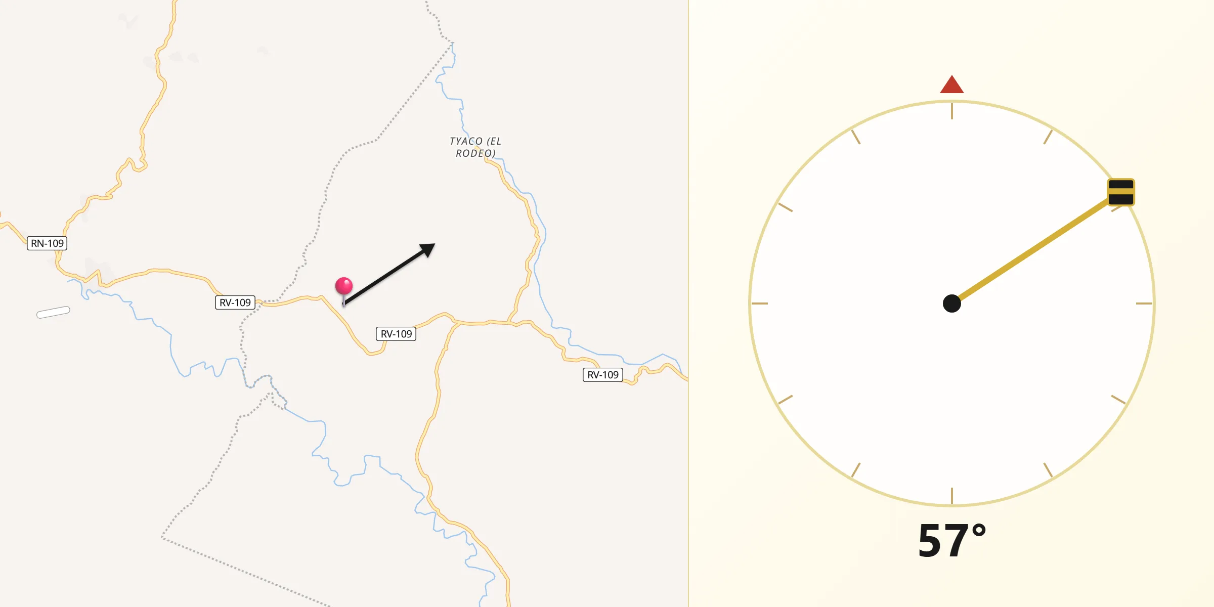 Dirección de la Qibla desde Guarizama