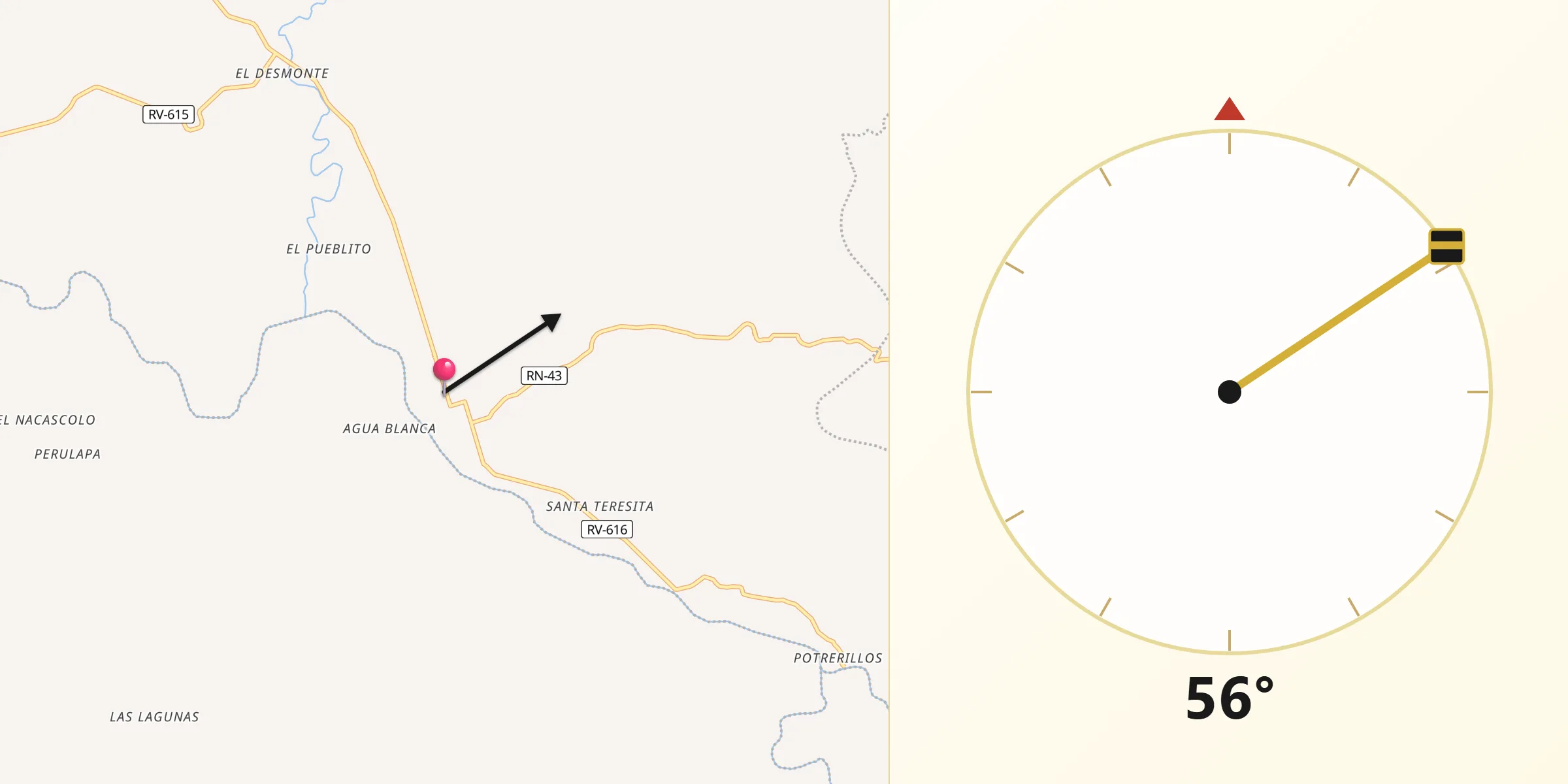 Dirección de la Qibla desde Sulaco