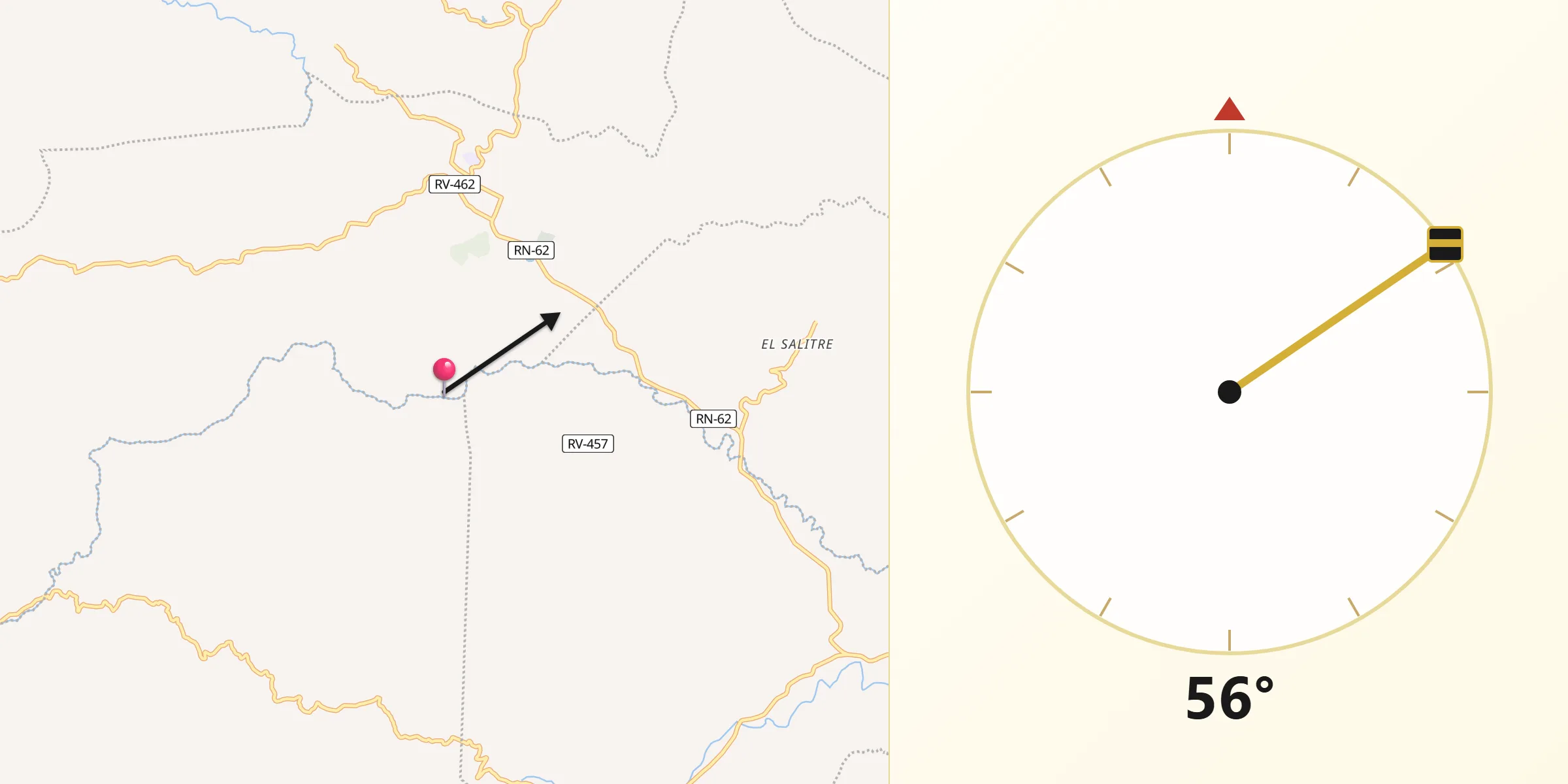 Dirección de la Qibla desde Nueva Jalapa