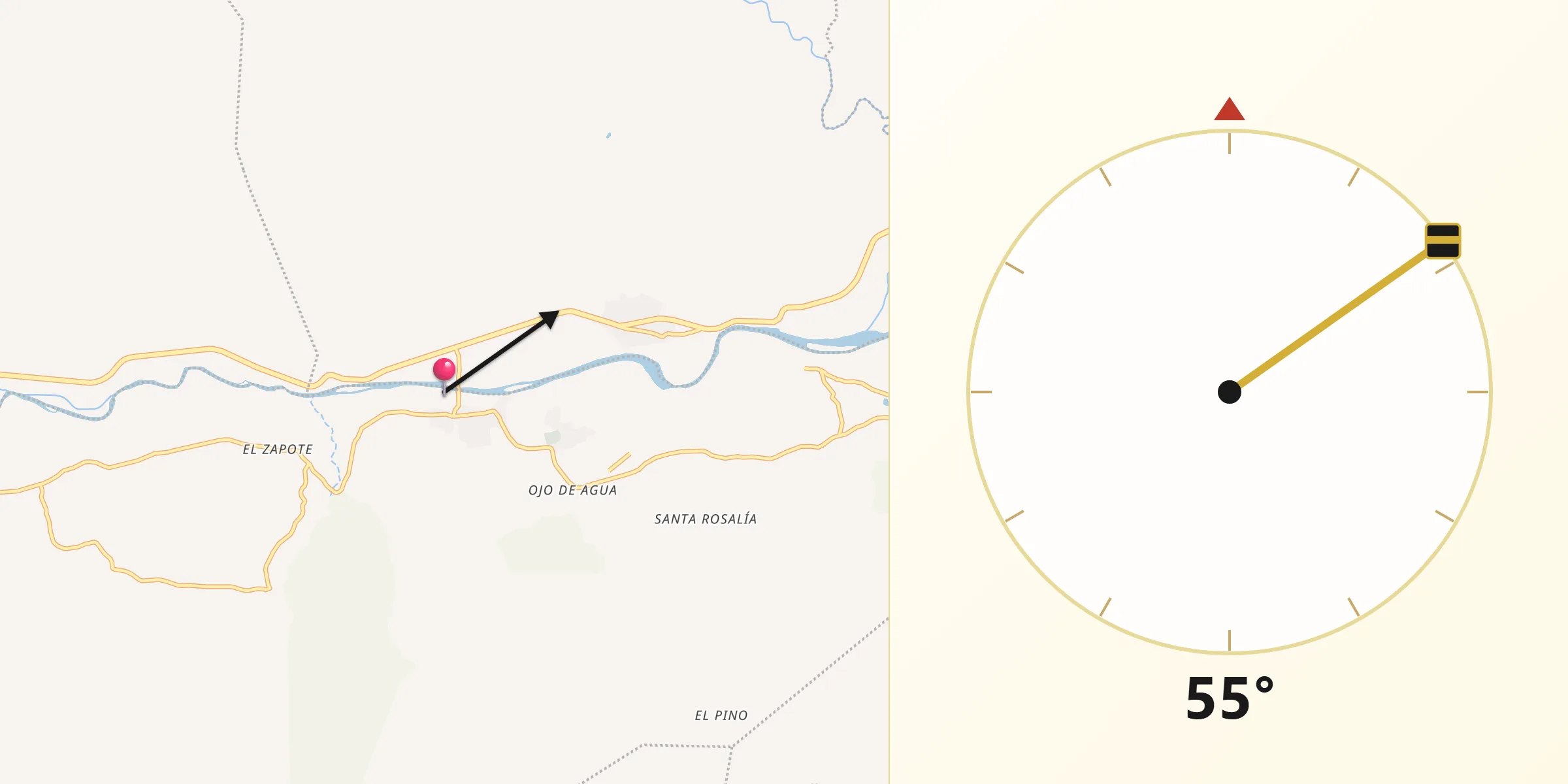 Dirección de la Qibla desde El Jícaro