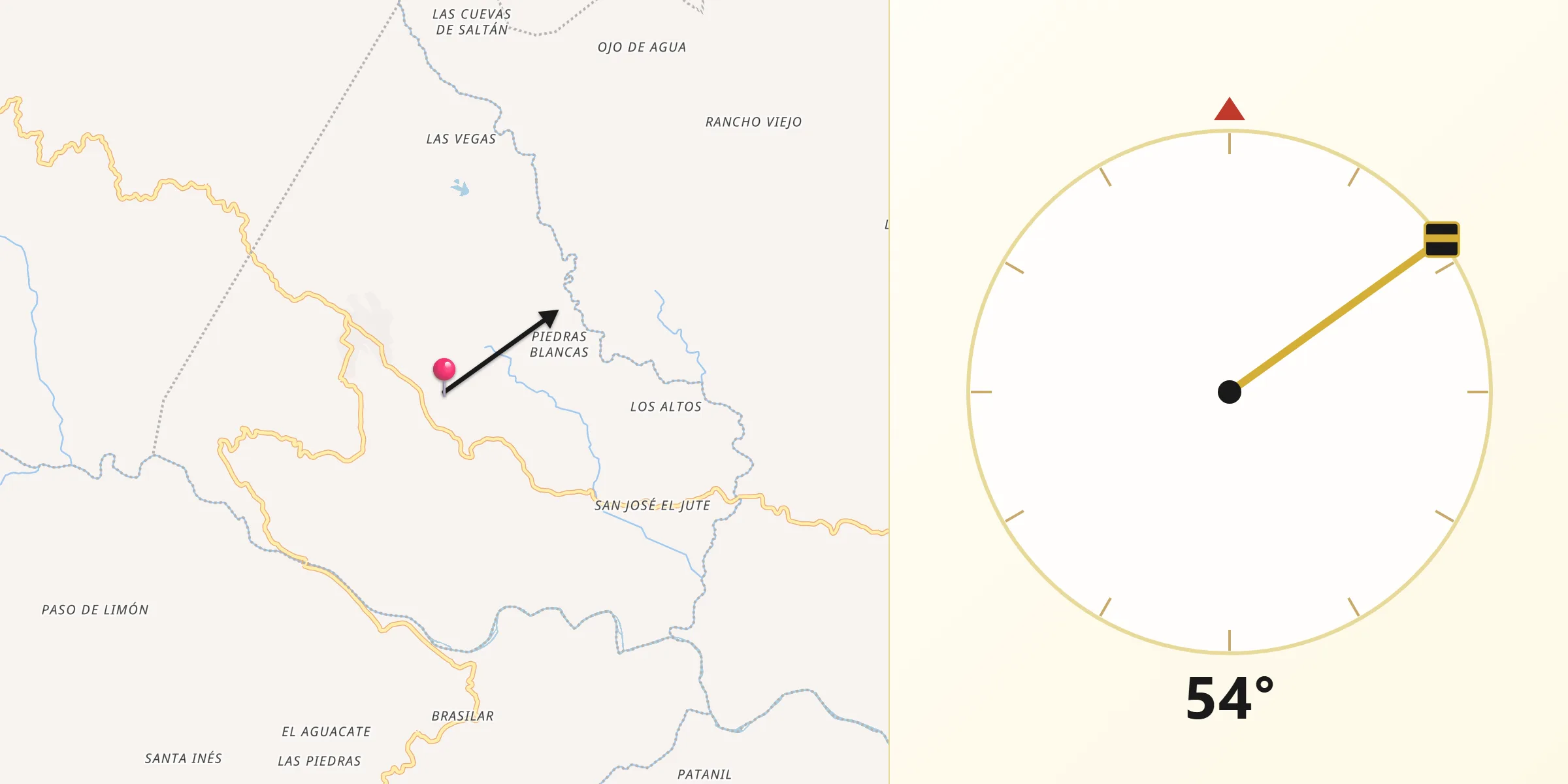 Dirección de la Qibla desde Municipio de Pachalum