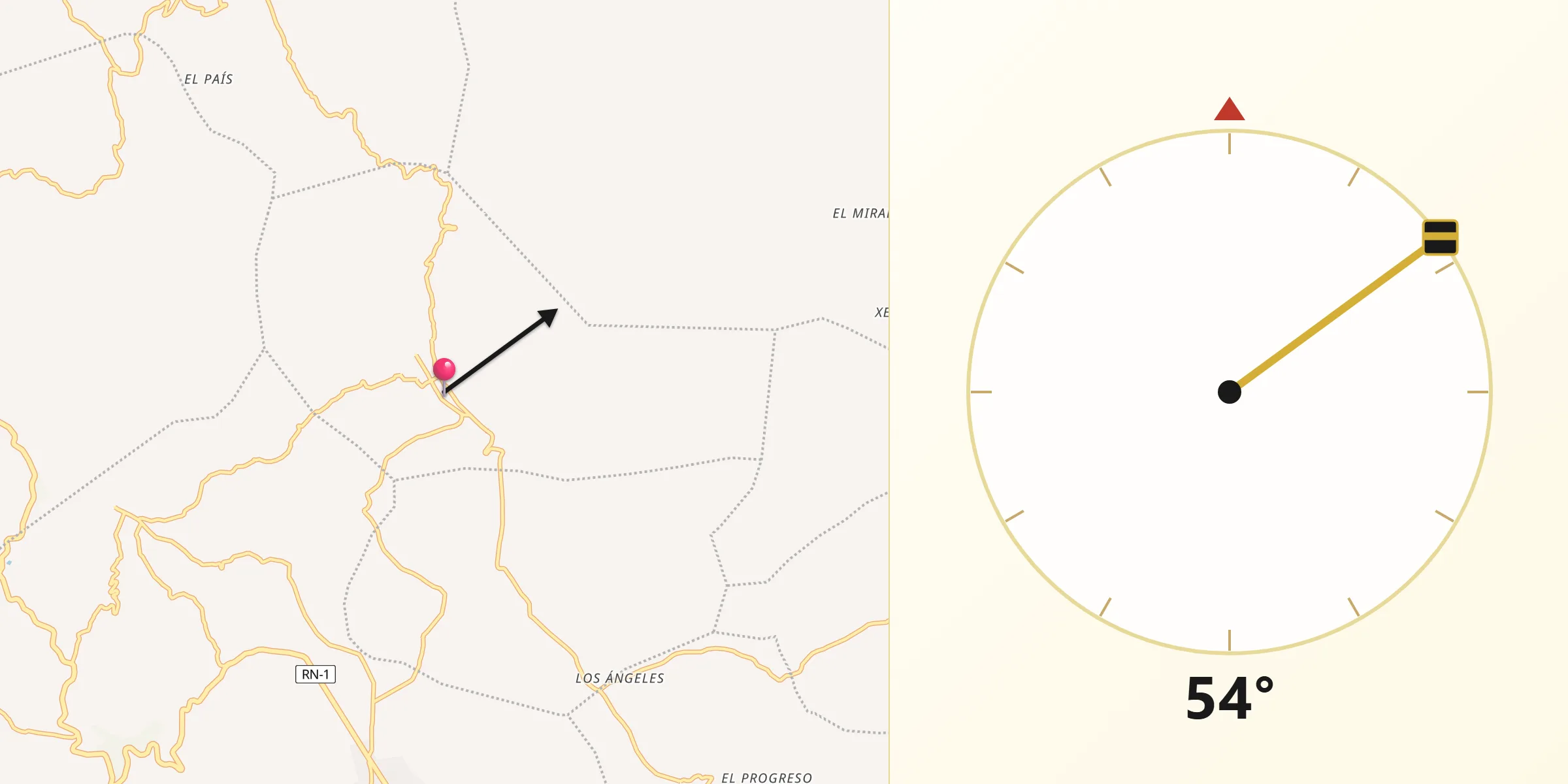 Dirección de la Qibla desde Cajolá