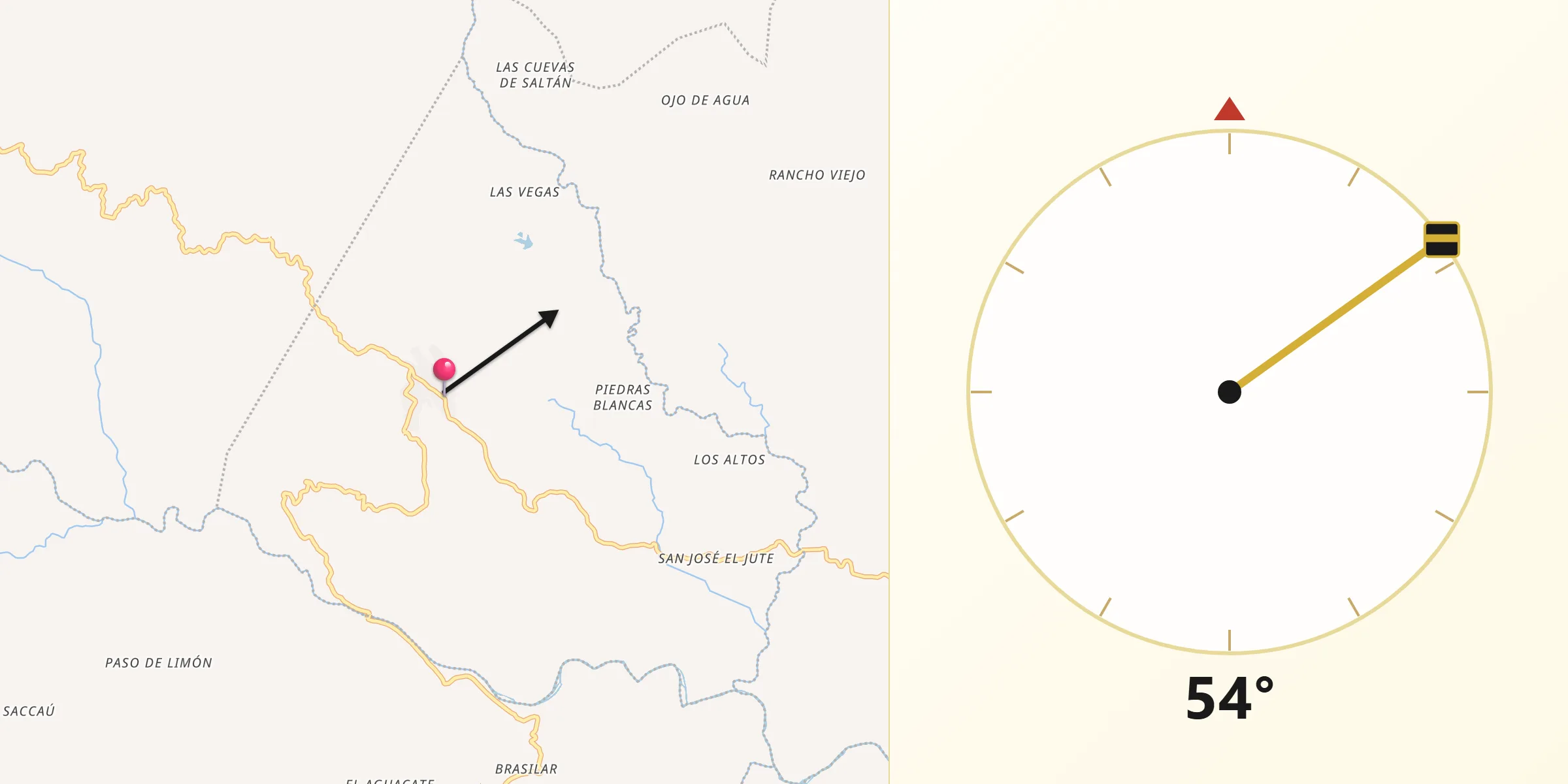 Dirección de la Qibla desde Pachalum