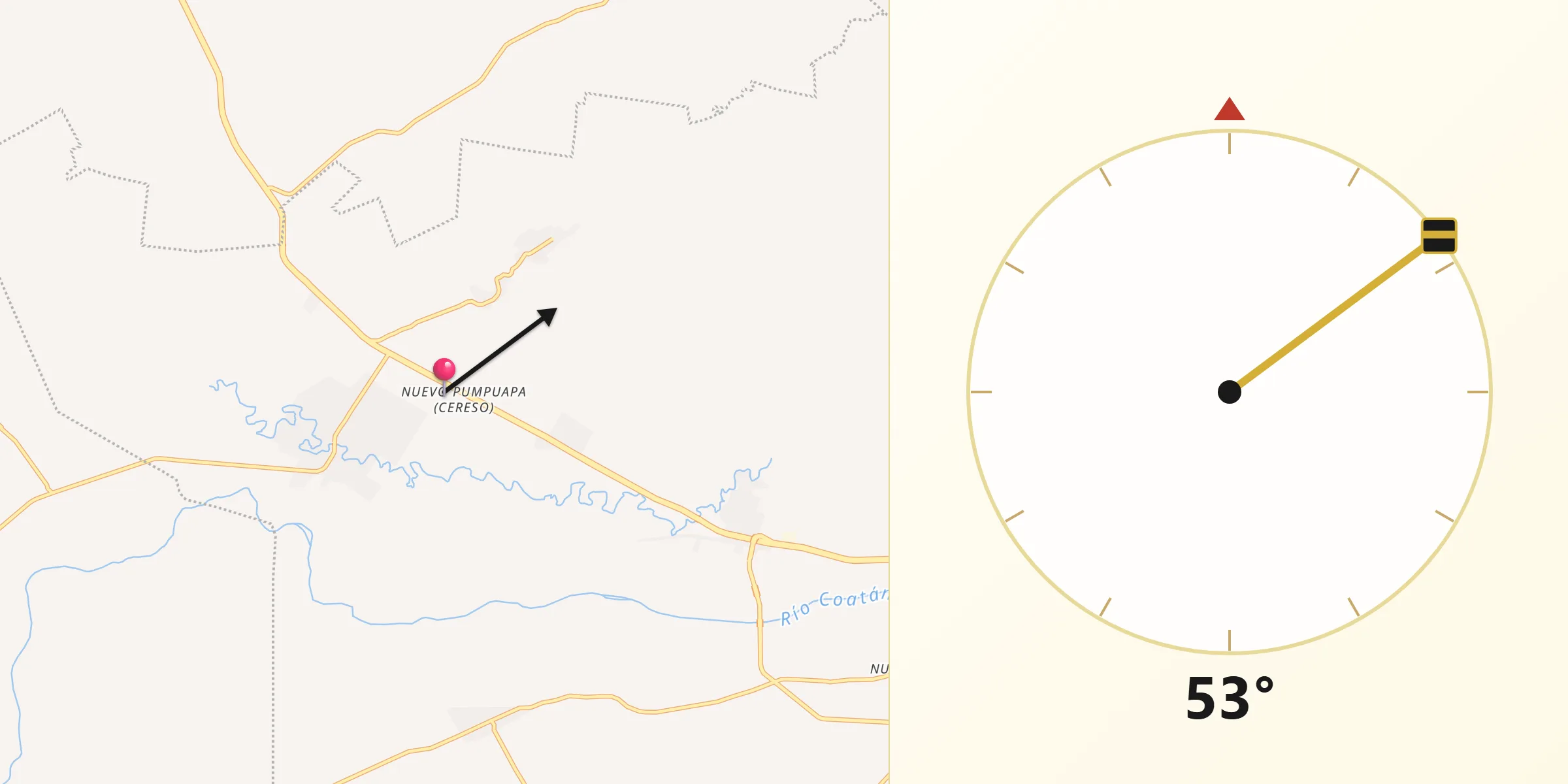 Dirección de la Qibla desde Nuevo Pumpuapa (Cereso)