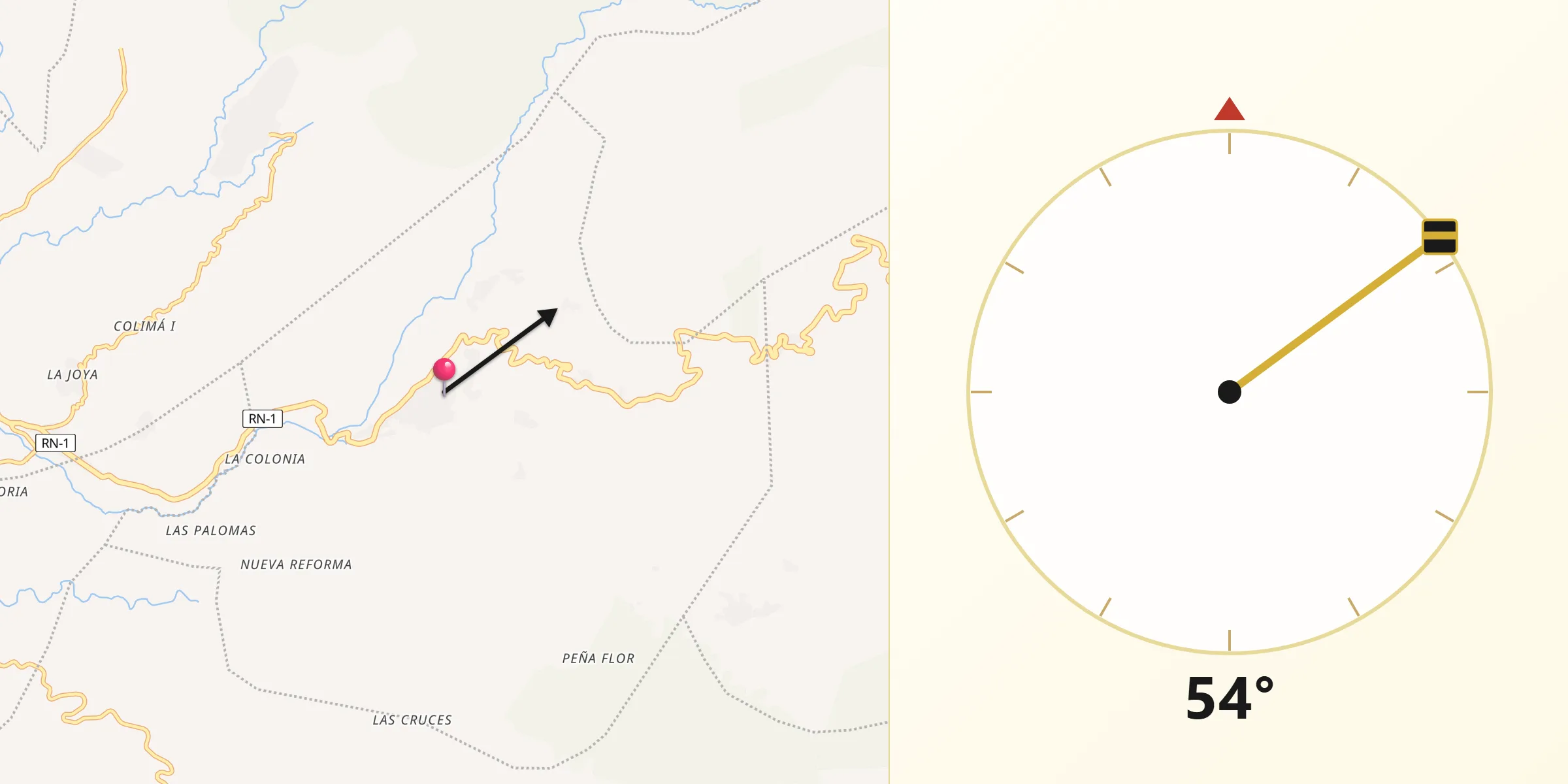 Dirección de la Qibla desde San Rafael Pie de la Cuesta