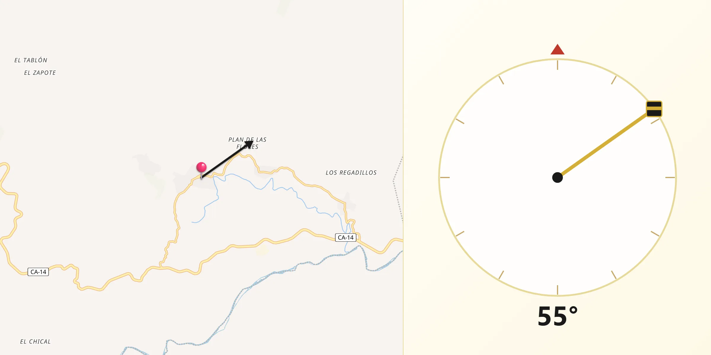Dirección de la Qibla desde Morazán