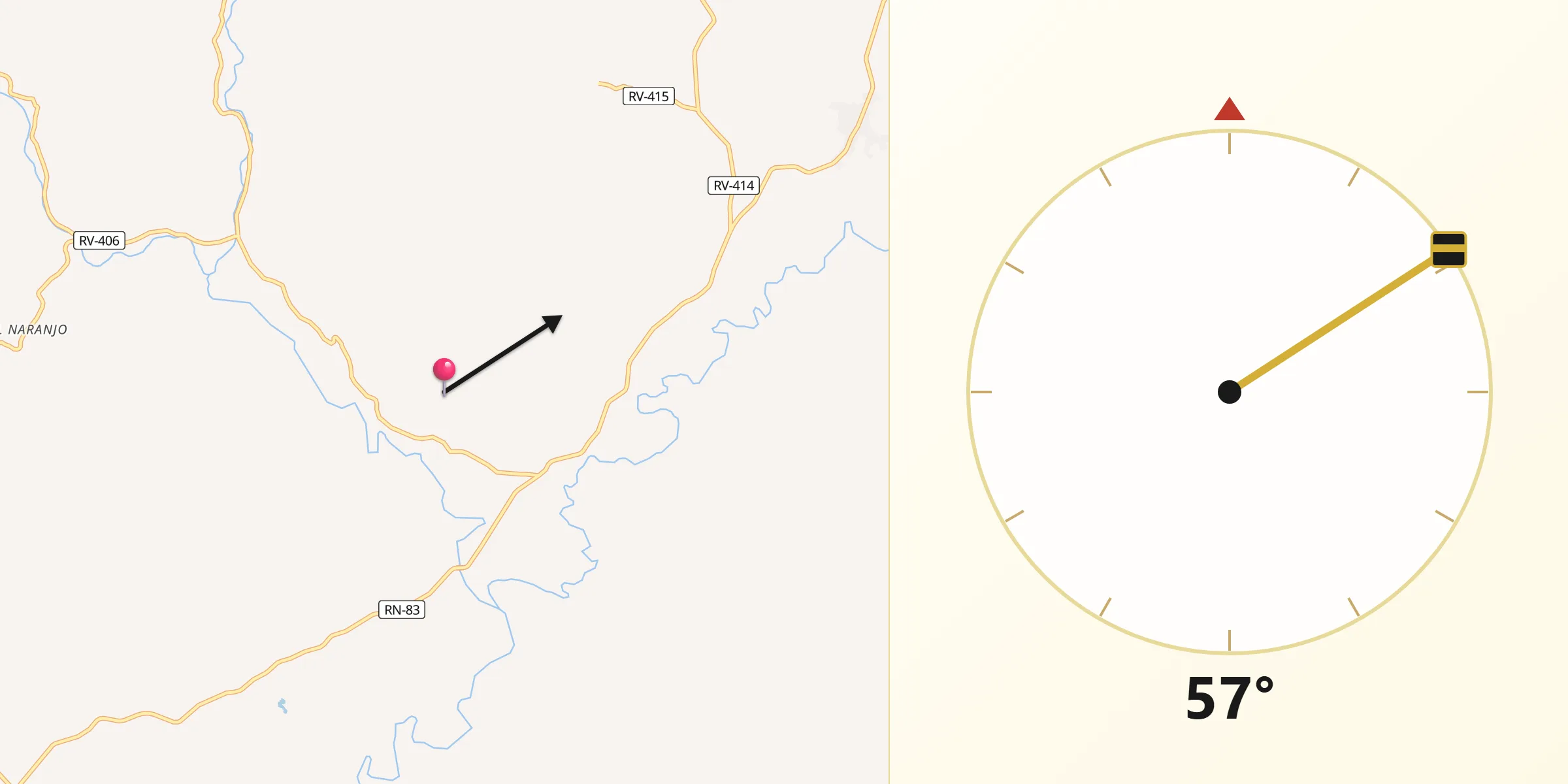 Dirección de la Qibla desde San José de Río Tinto