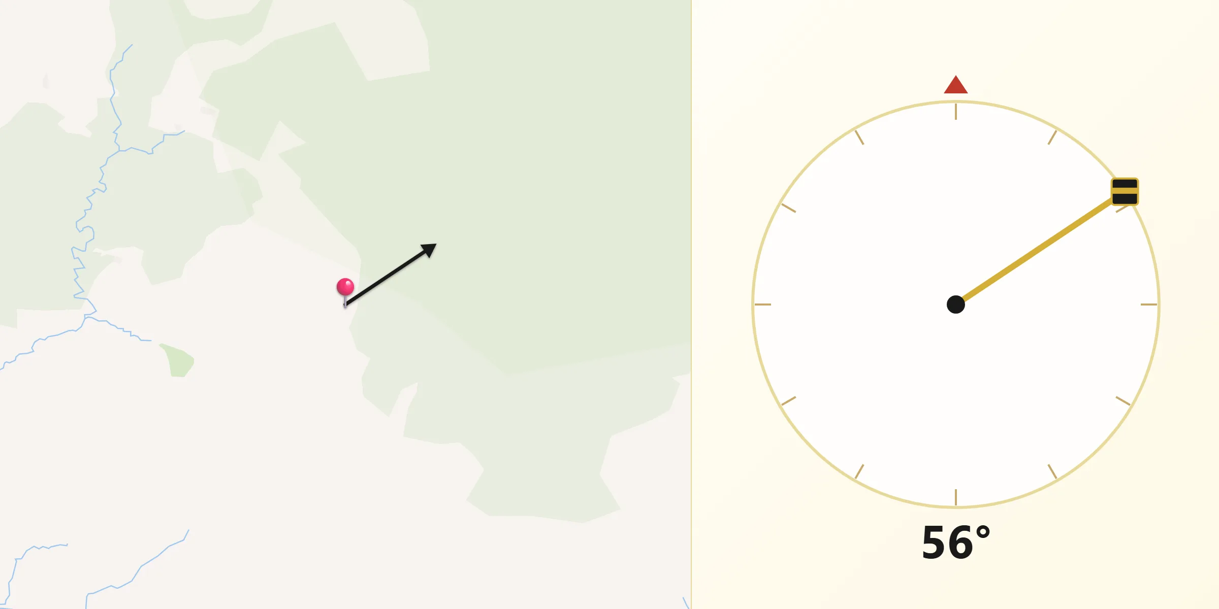 Dirección de la Qibla desde Marale