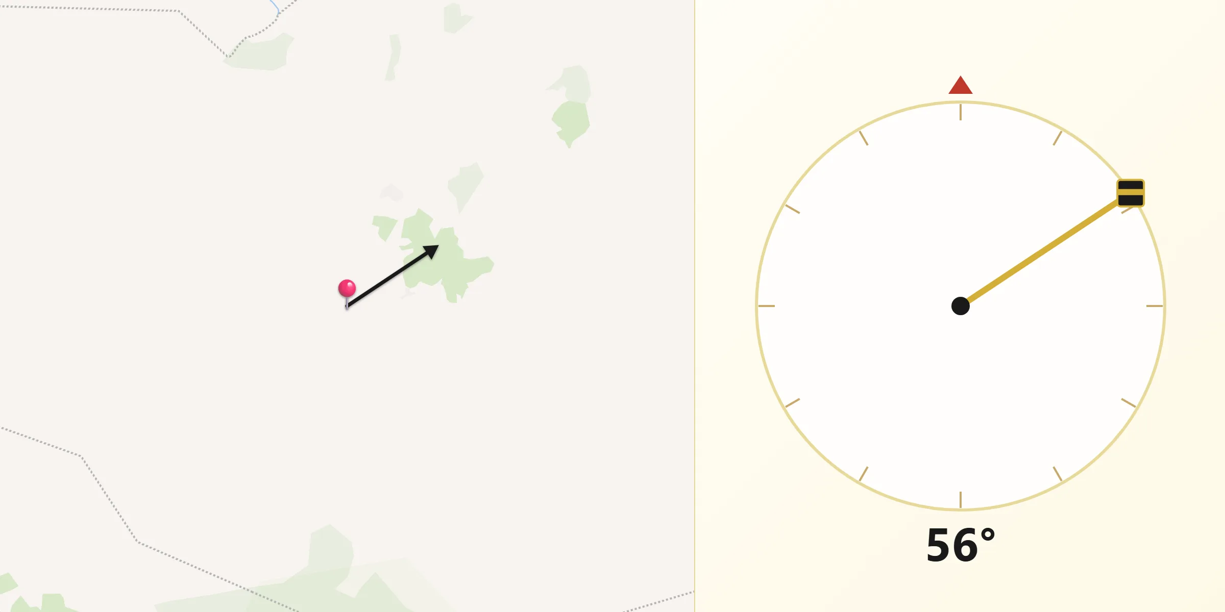 Dirección de la Qibla desde Yocón