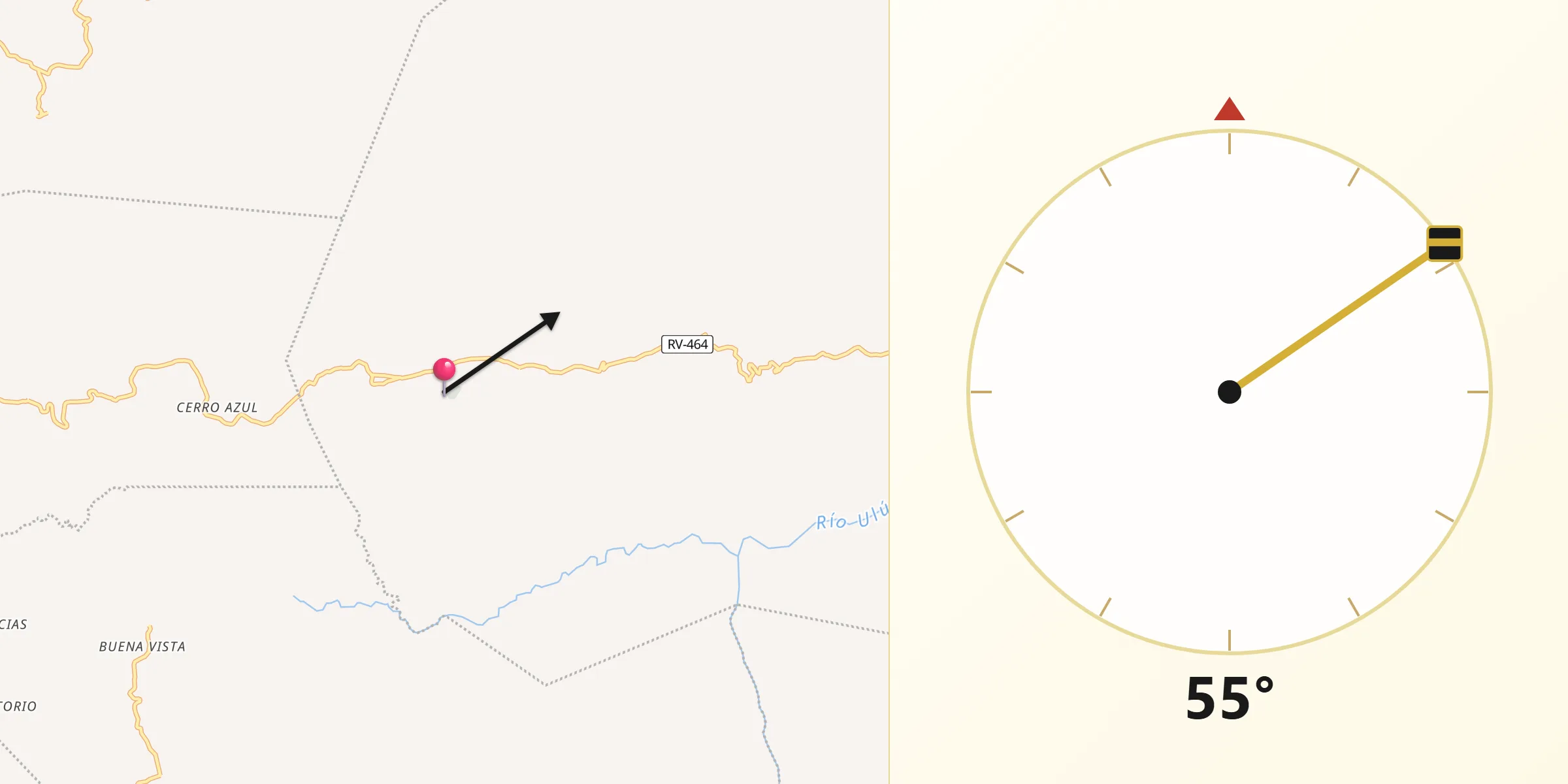 Dirección de la Qibla desde Naranjito