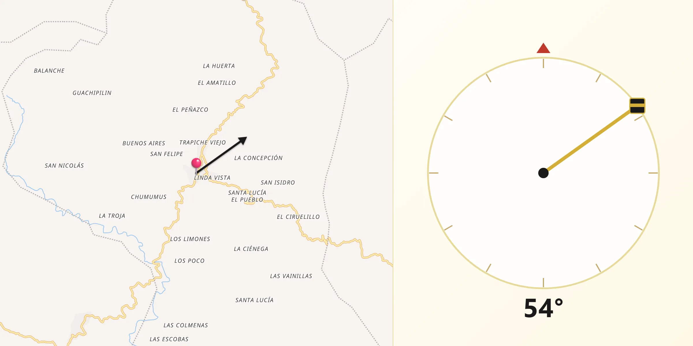 Dirección de la Qibla desde El Chol