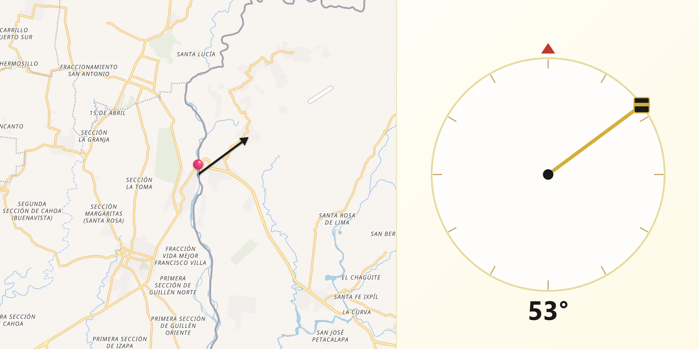 Dirección de la Qibla desde Talismán