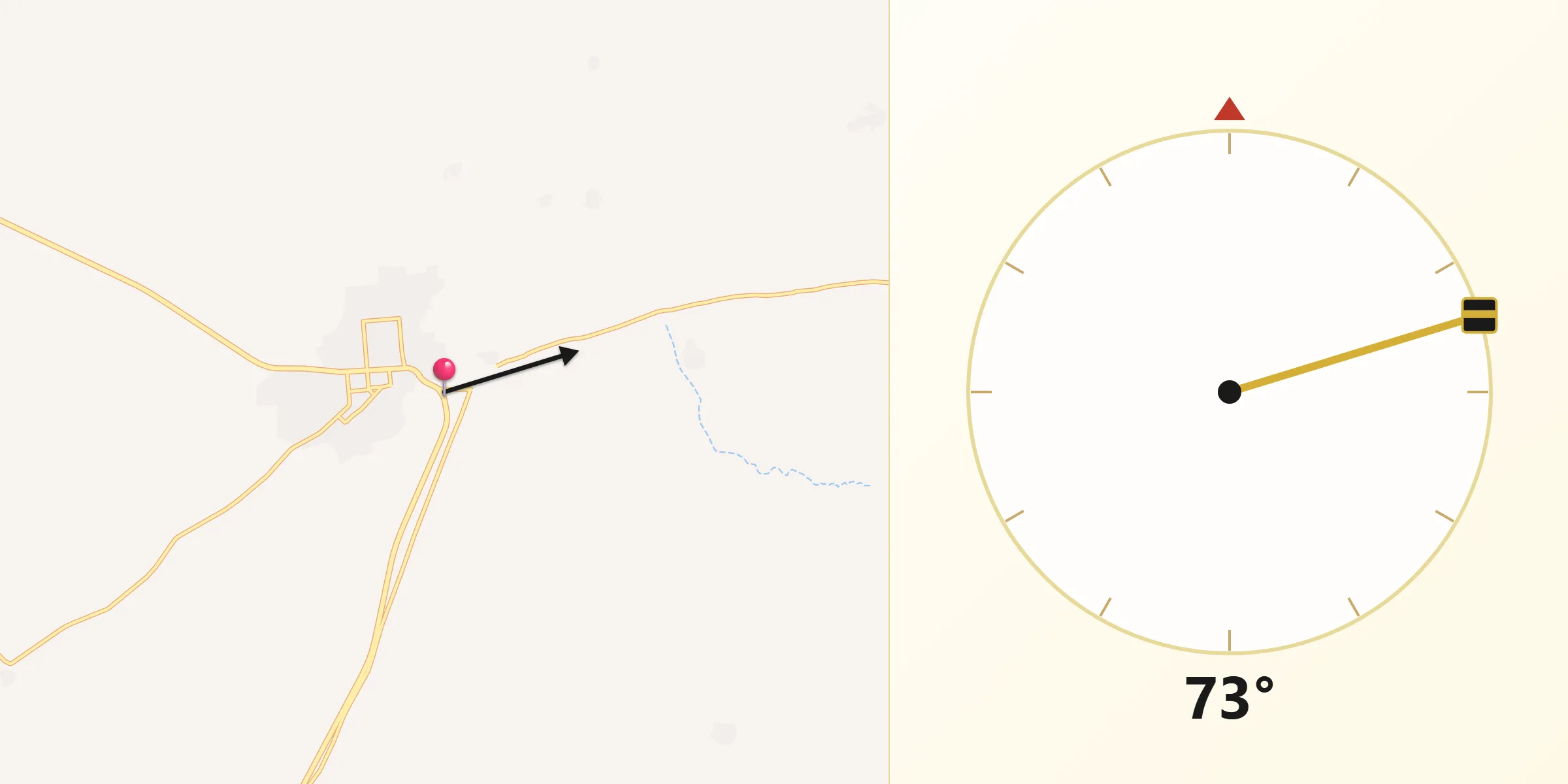 Direction vers la Qibla depuis Tanout