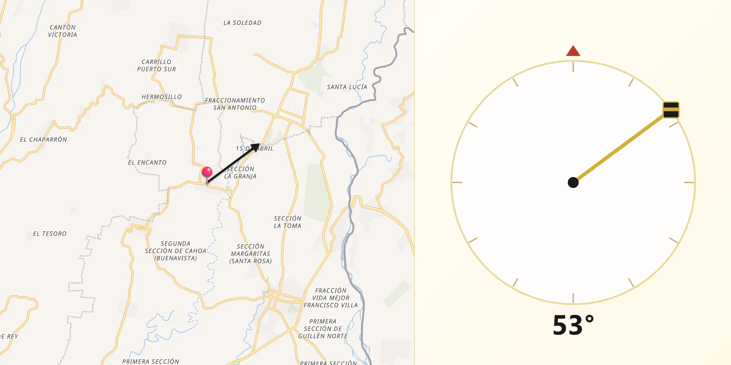 Dirección de la Qibla desde Manuel Lazos