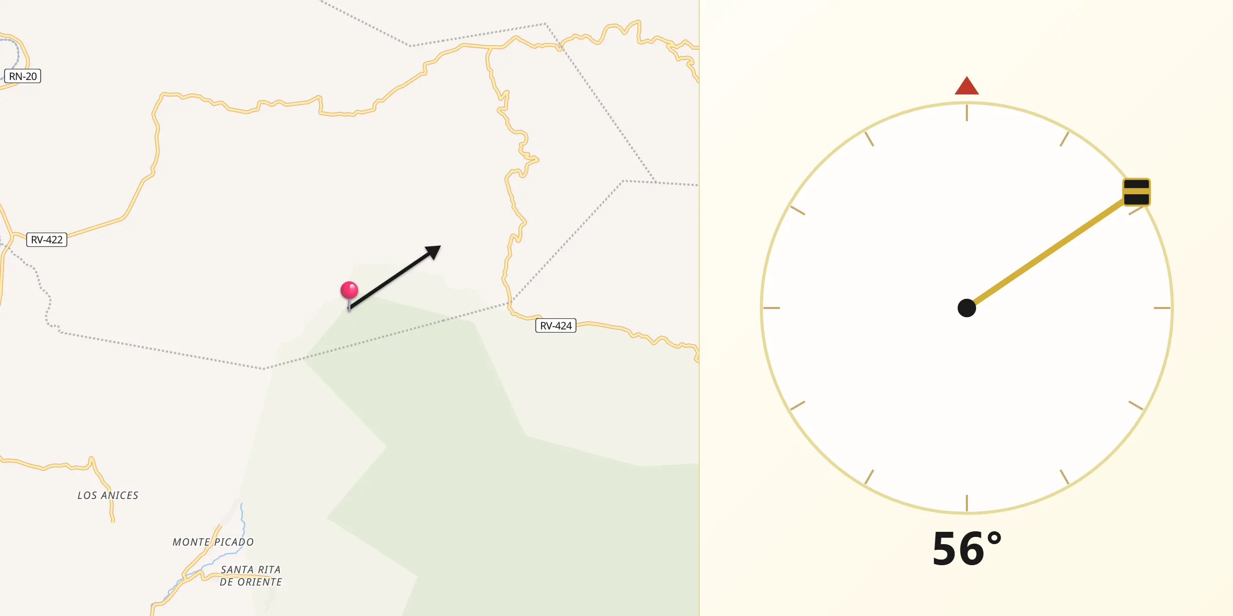 Dirección de la Qibla desde Gualala
