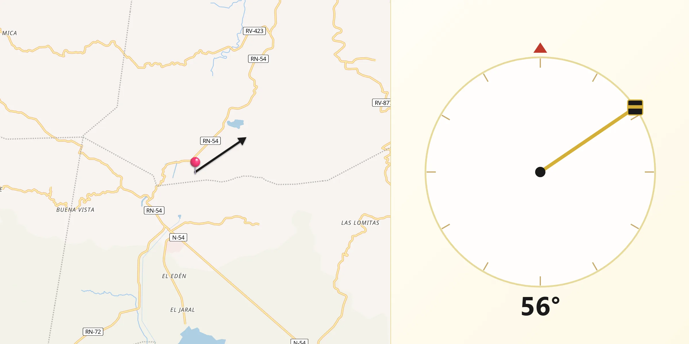 Dirección de la Qibla desde Cañaveral
