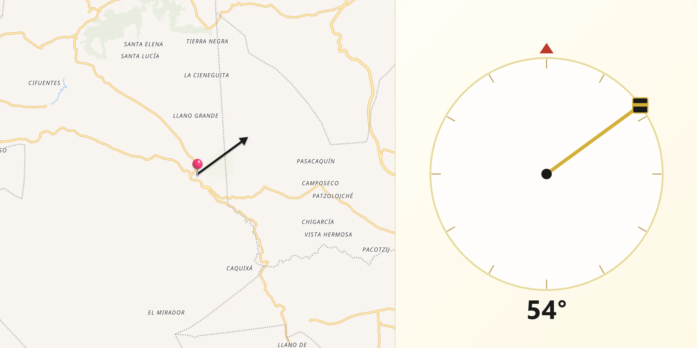 Dirección de la Qibla desde San Carlos Sija