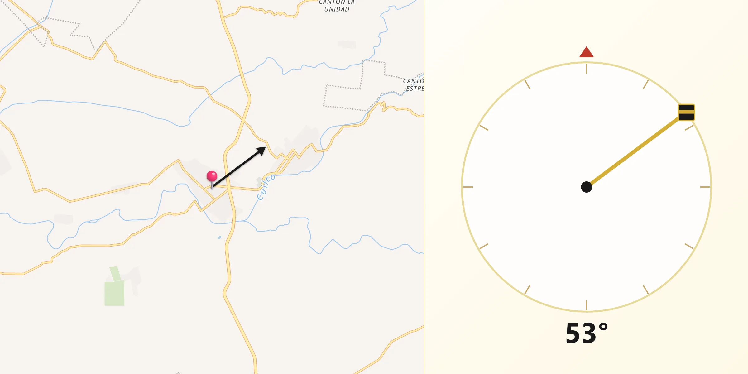 Dirección de la Qibla desde Estación Huehuetán