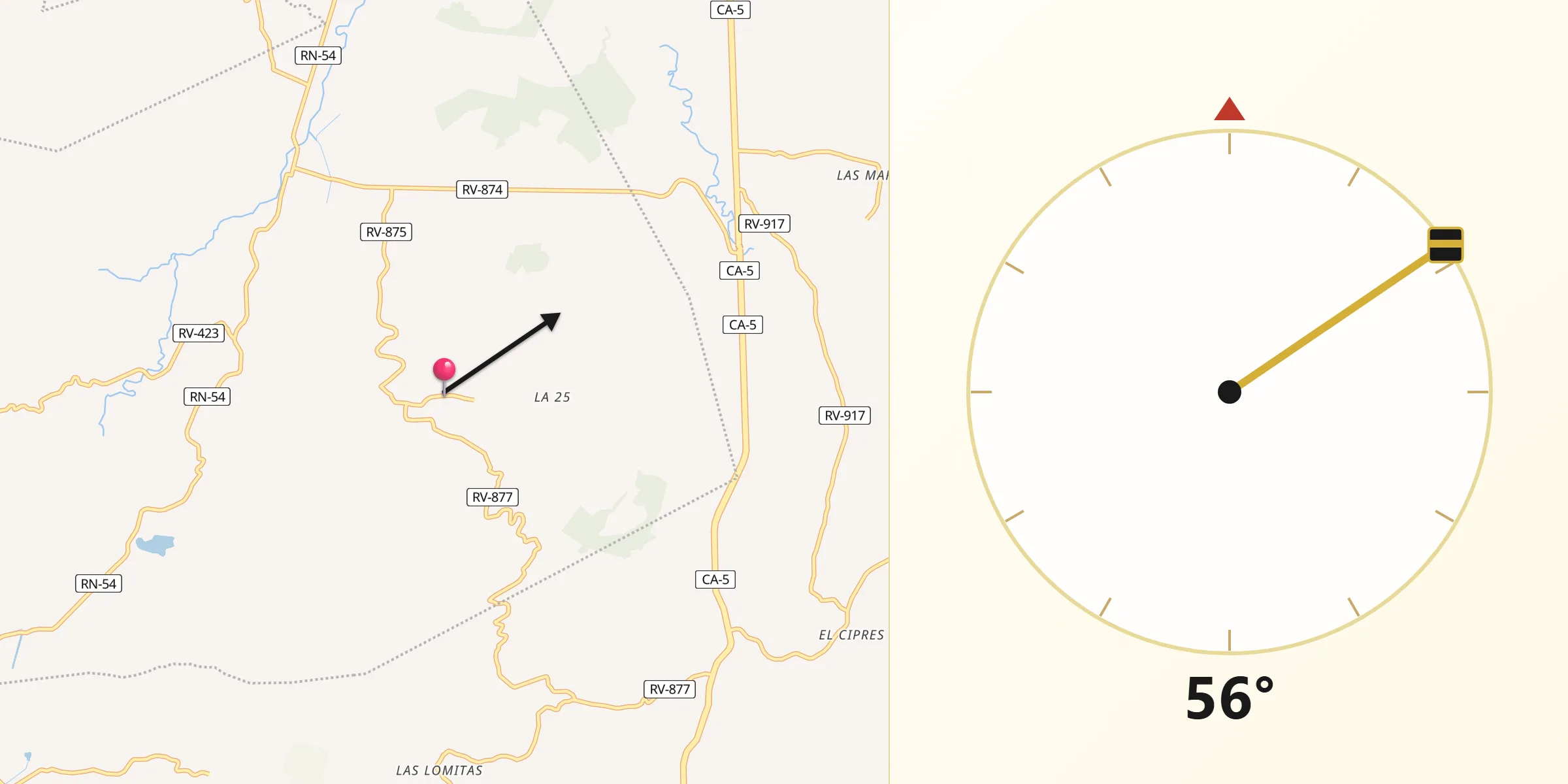 Dirección de la Qibla desde San Francisco de Yojoa
