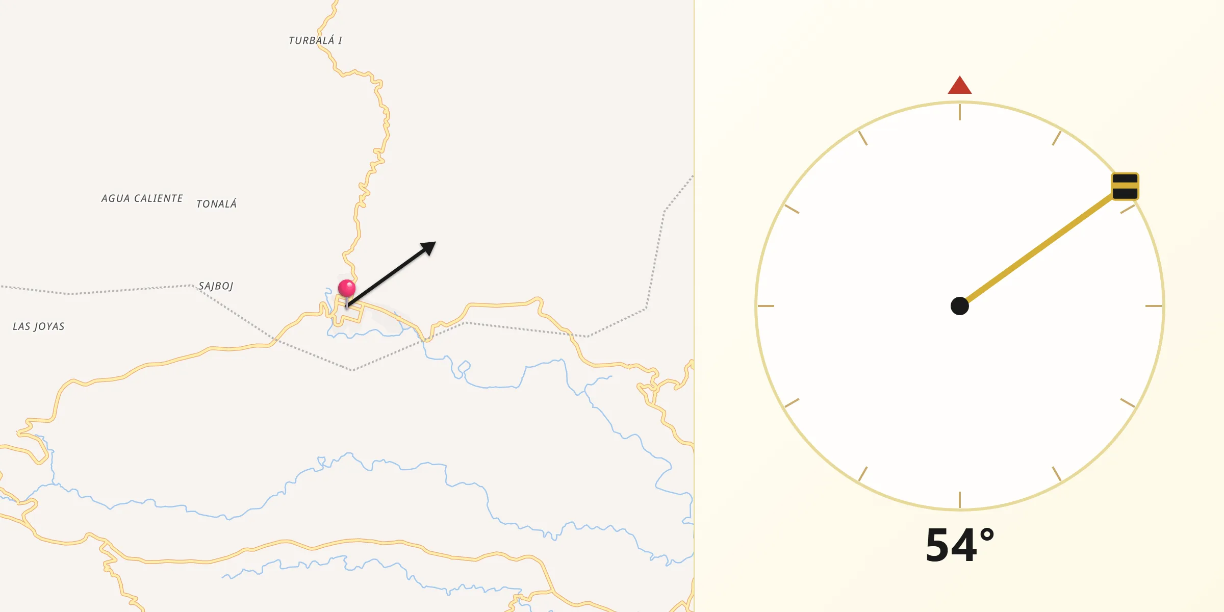 Dirección de la Qibla desde Zacualpa