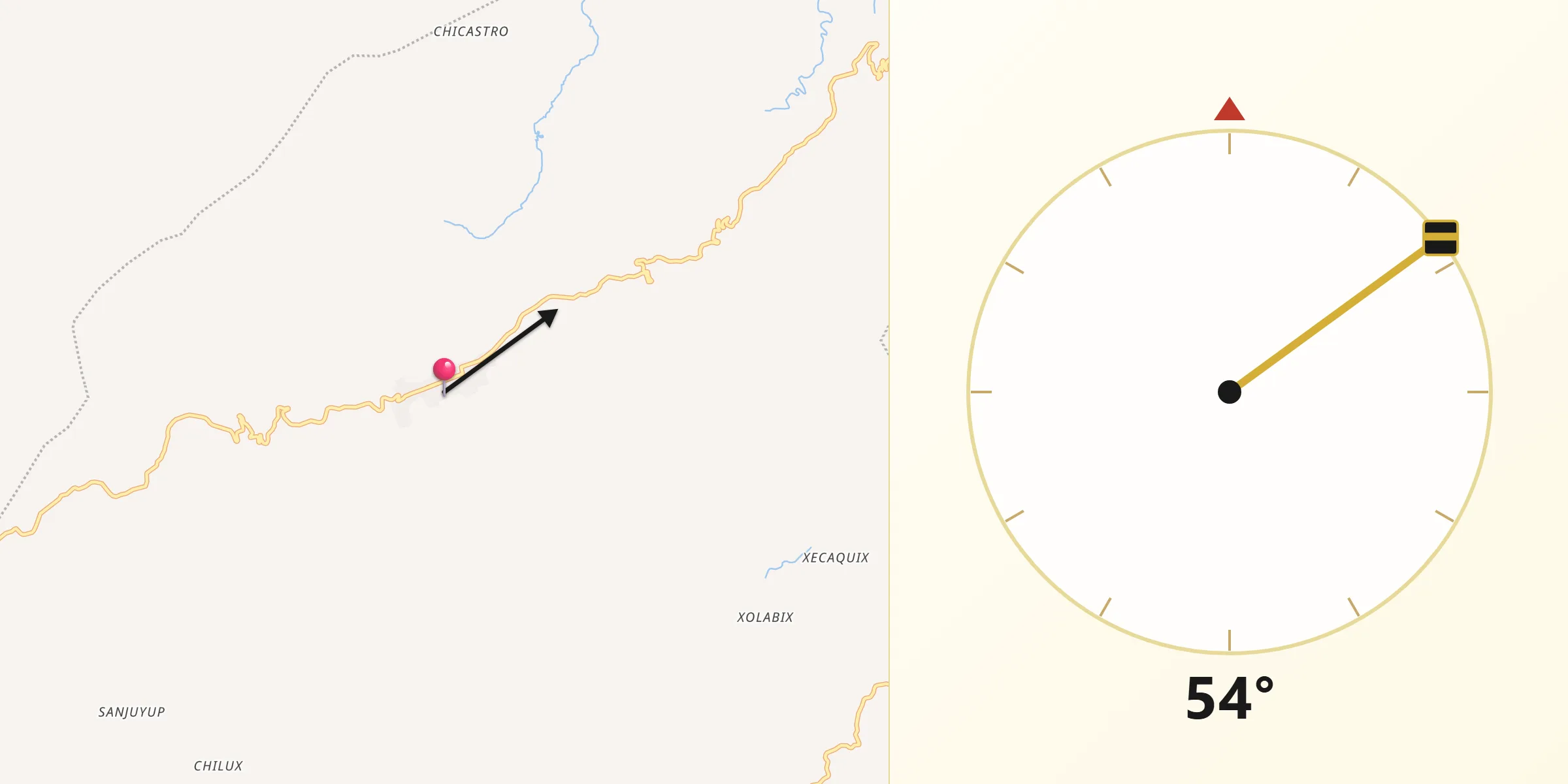 Dirección de la Qibla desde Municipio de Santa María Chiquimula