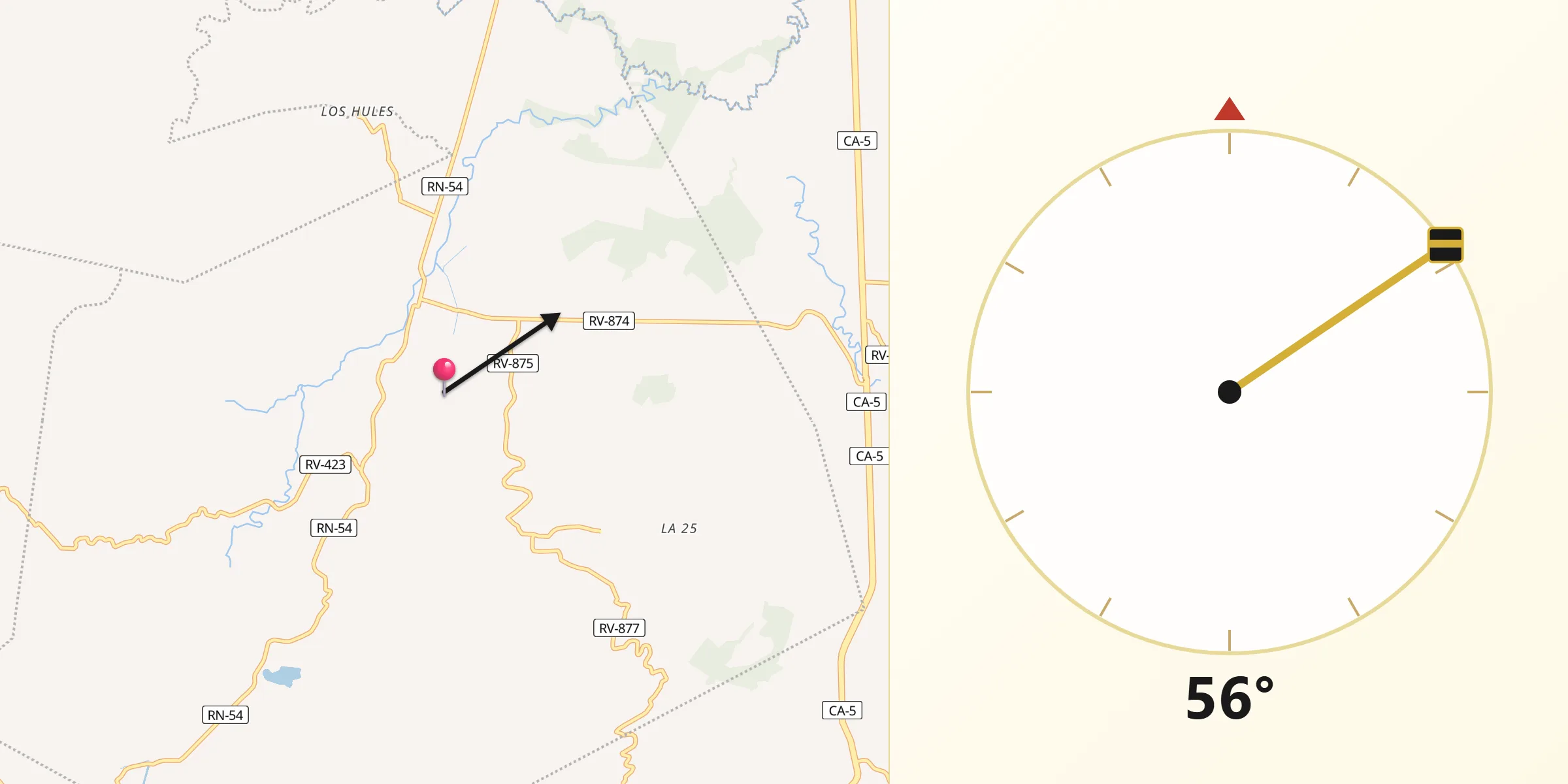 Dirección de la Qibla desde Río Lindo