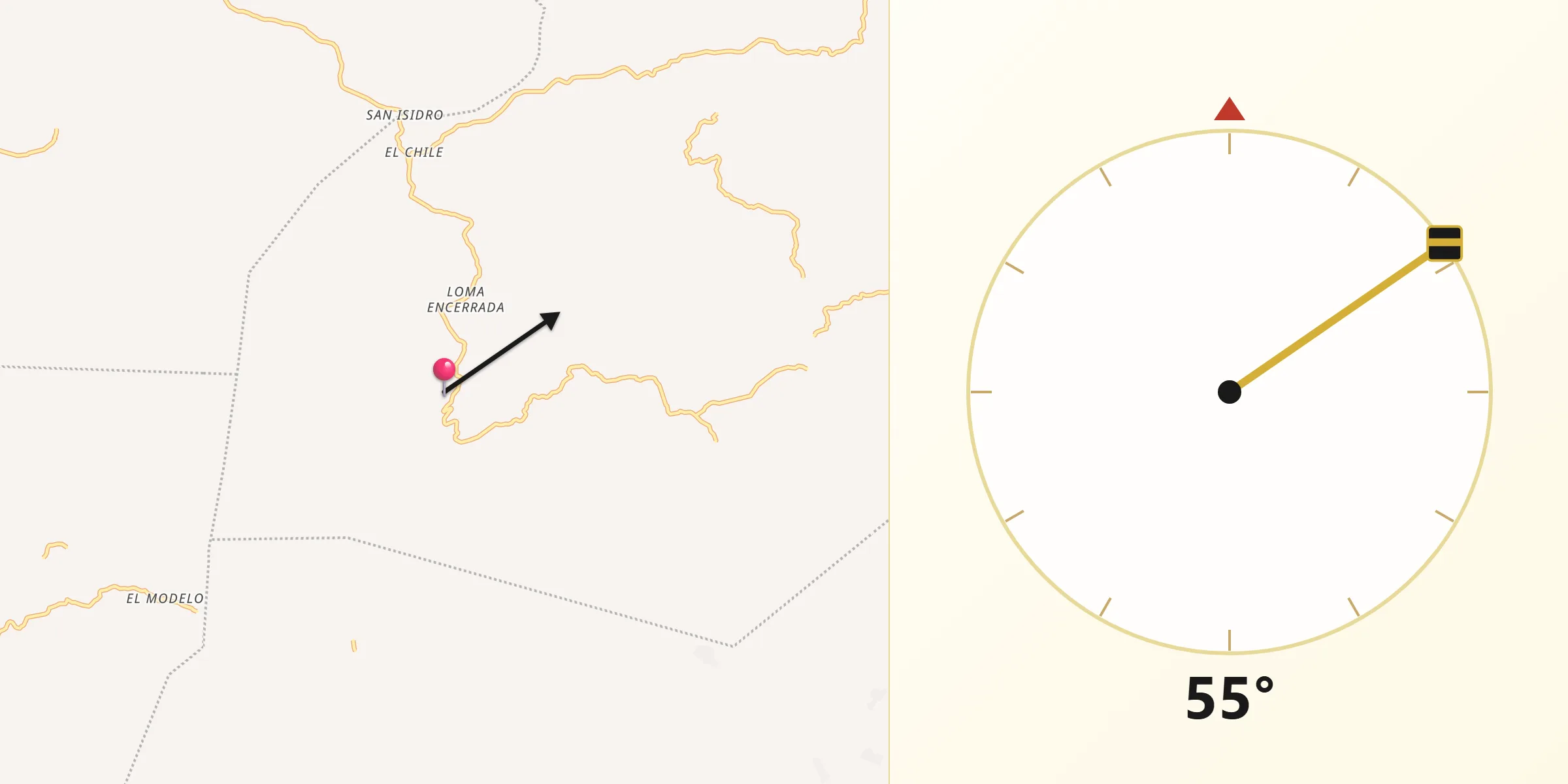 Dirección de la Qibla desde Protección