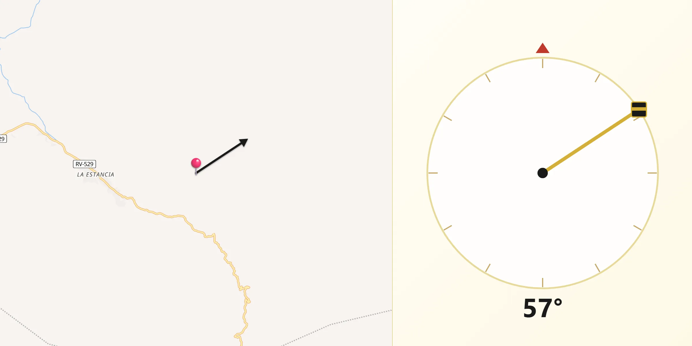 Dirección de la Qibla desde La Estancia