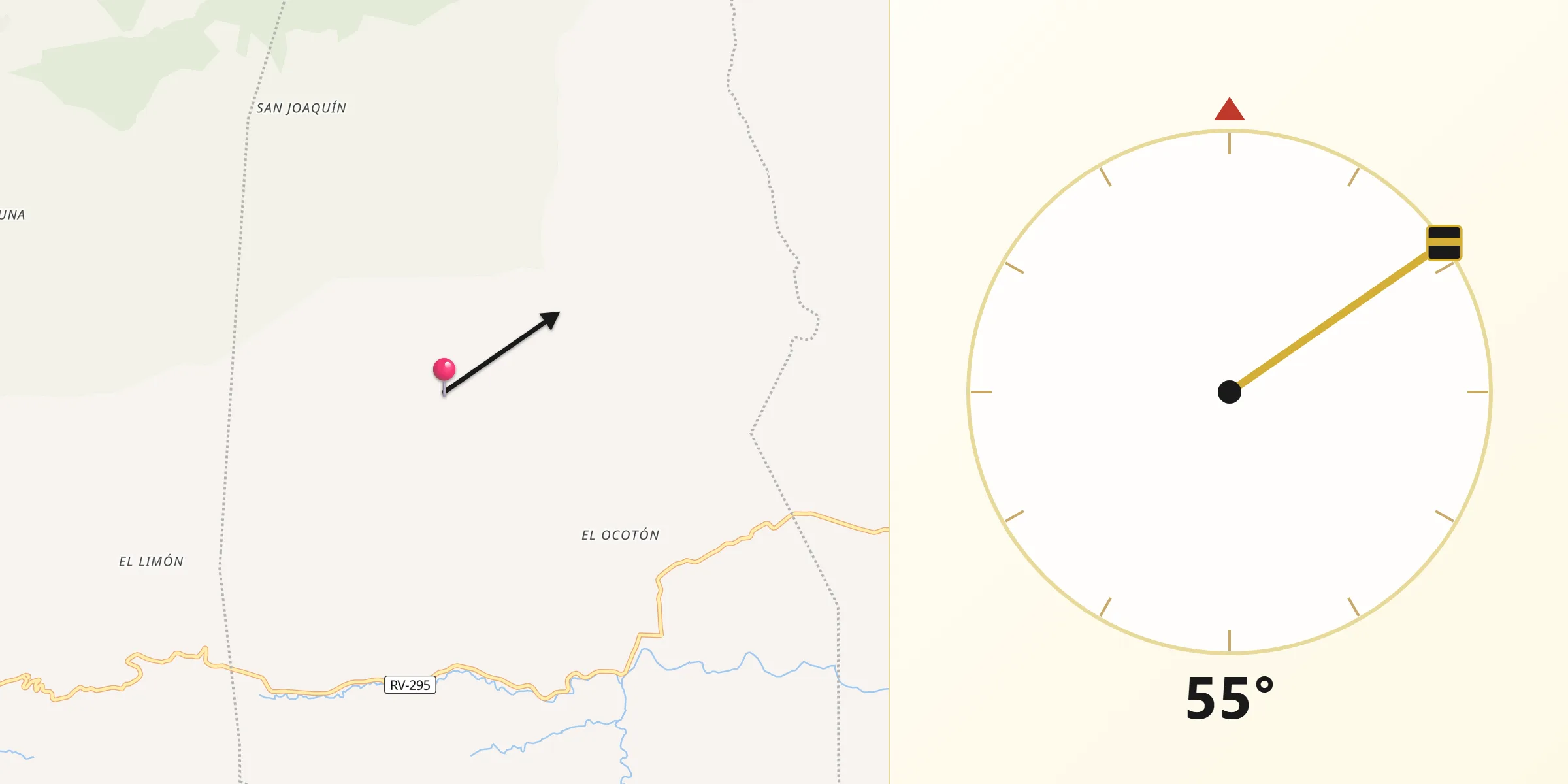 Dirección de la Qibla desde San Joaquín