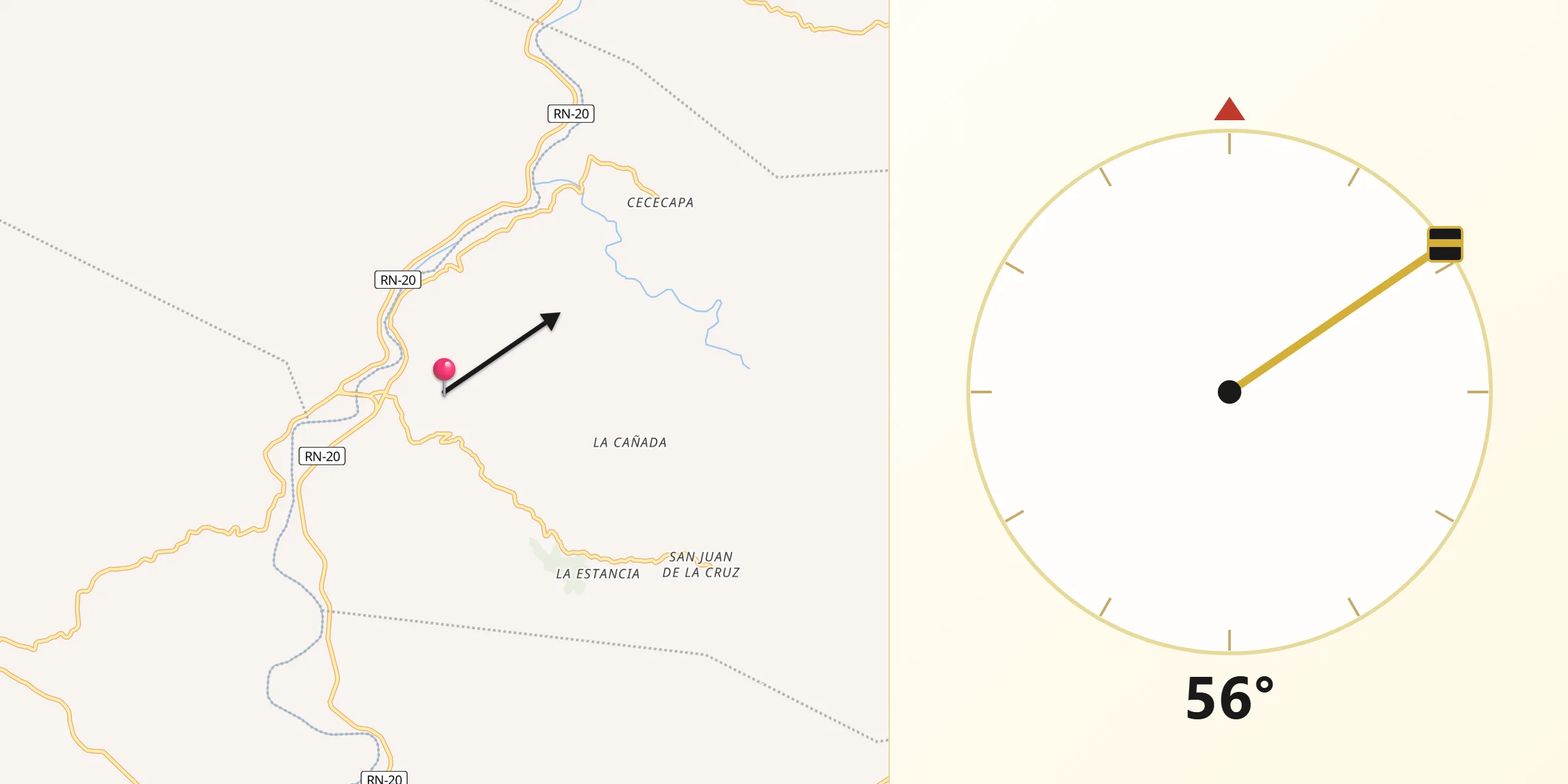Dirección de la Qibla desde Ilama