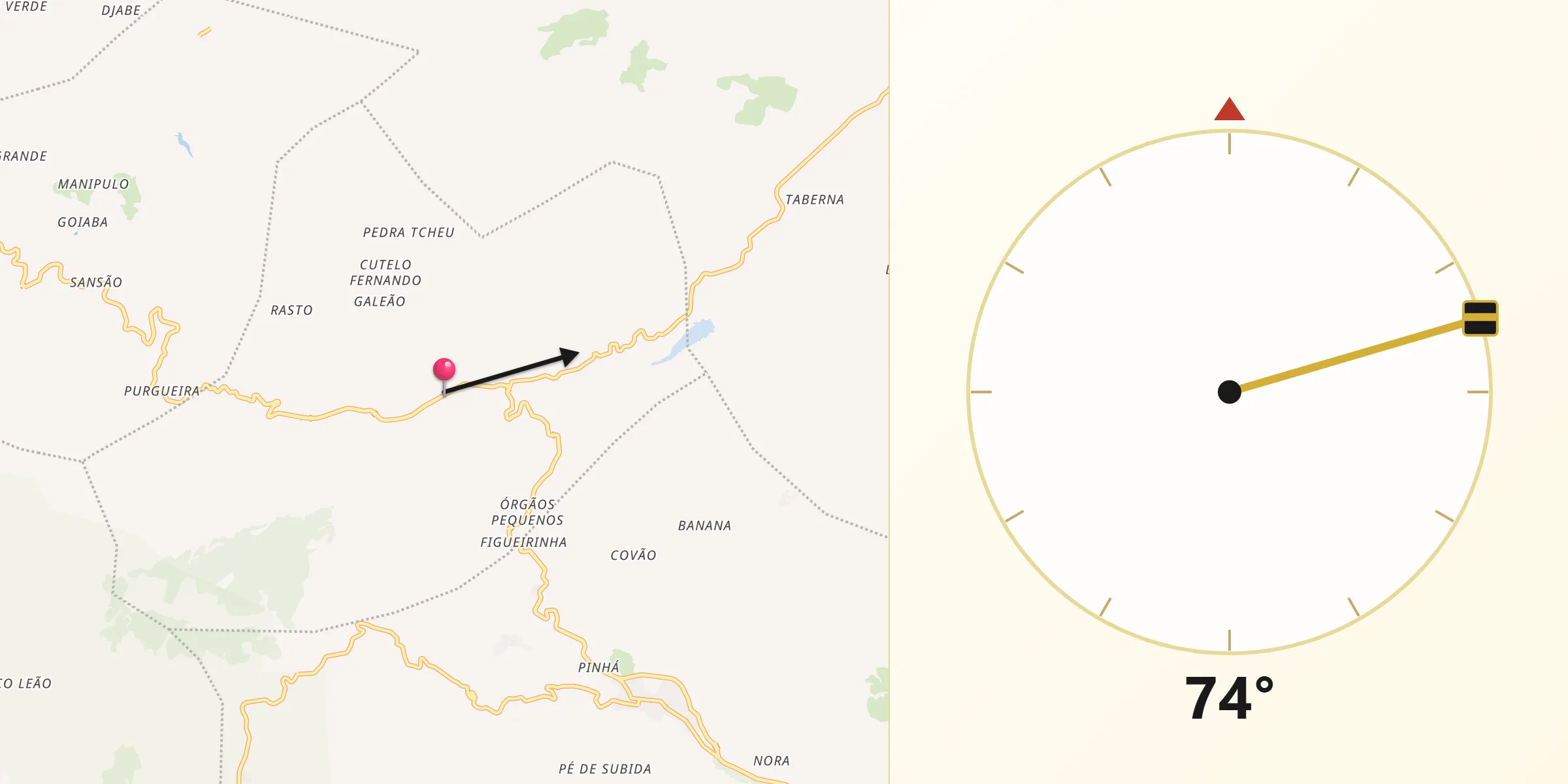Direção da Qibla a partir de João Teves