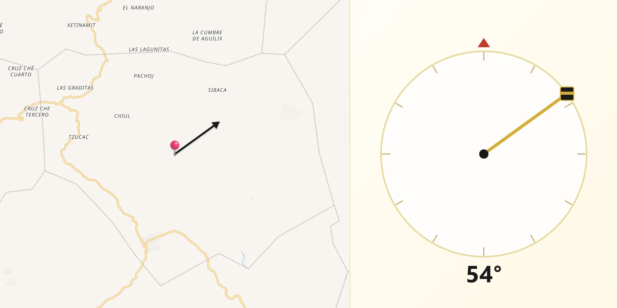 Dirección de la Qibla desde Municipio de Chinique