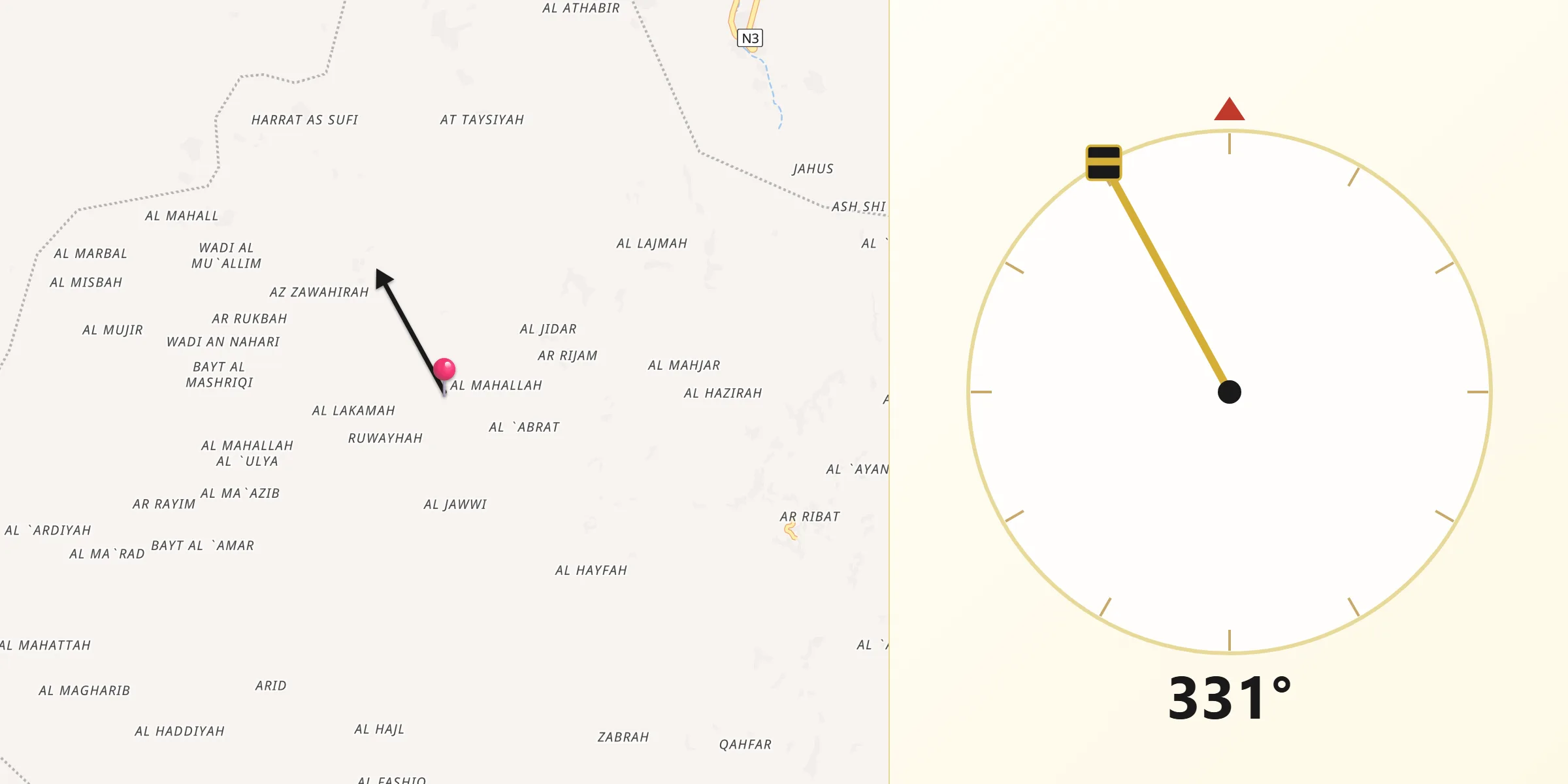 اتجاه القبلة من سعفان